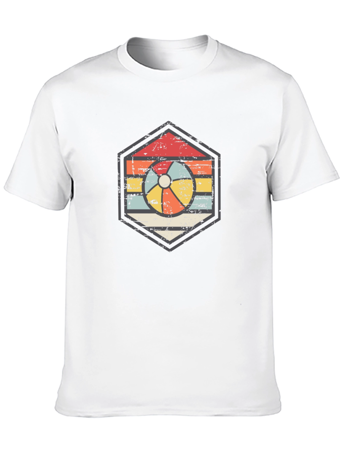Retro Beach Ball Graphic Tee - Unisex Black T-Shirt
