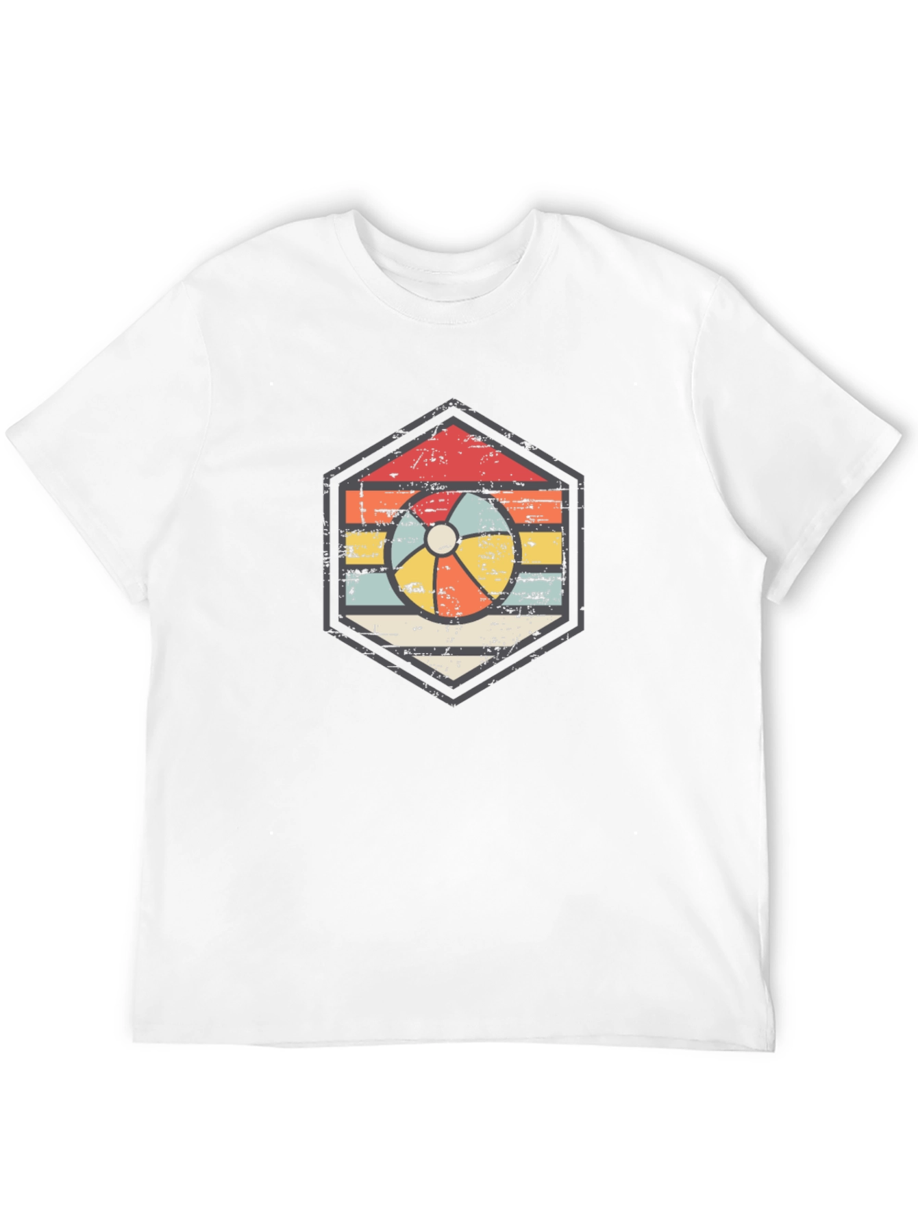 Retro Beach Ball Graphic Tee - Unisex Black T-Shirt