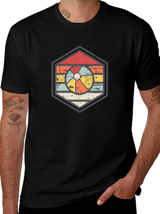 Retro Beach Ball Graphic Tee - Unisex Black T-Shirt