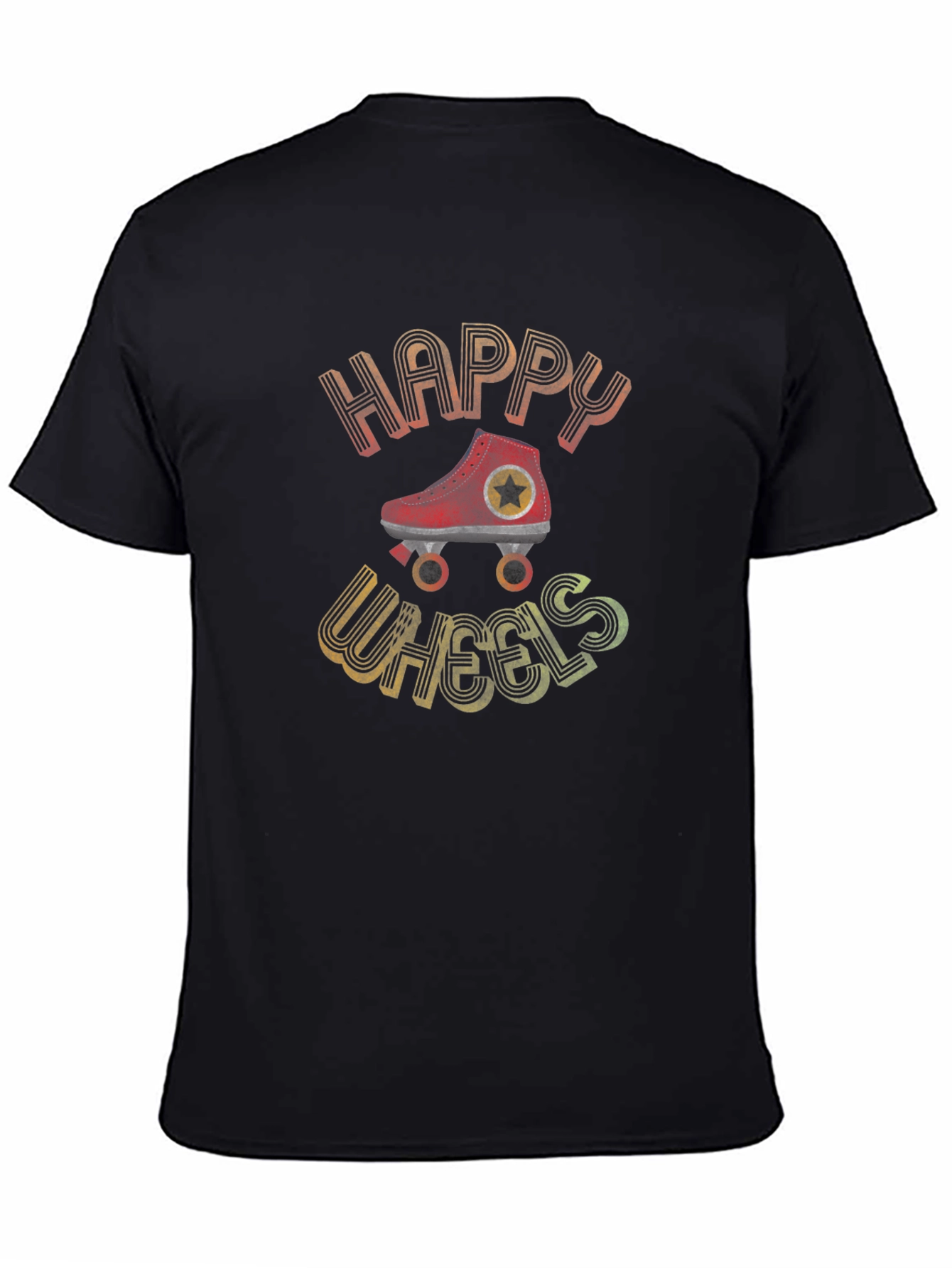 Happy Wheels Retro Roller Skate Graphic T-Shirt