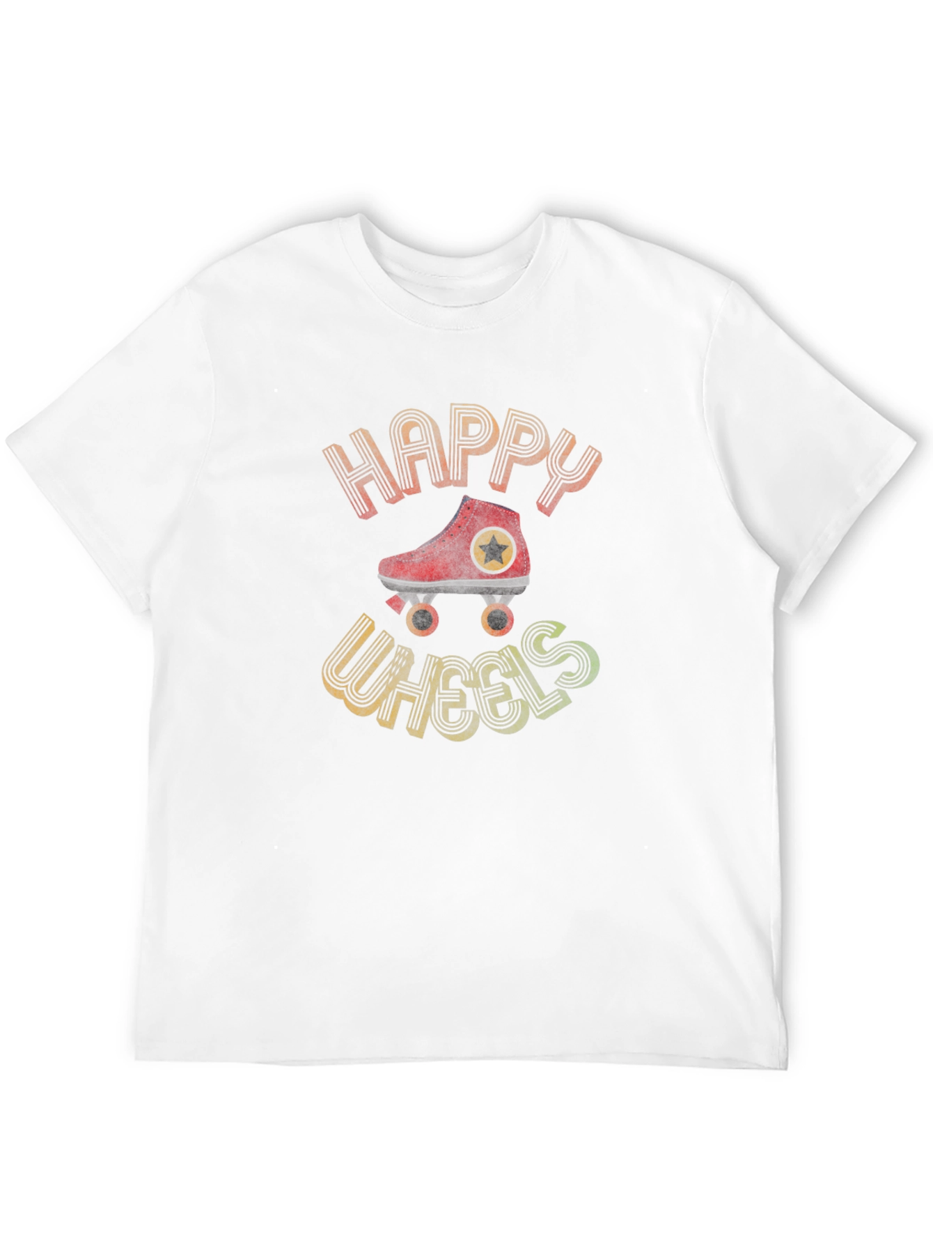 Happy Wheels Retro Roller Skate Graphic T-Shirt