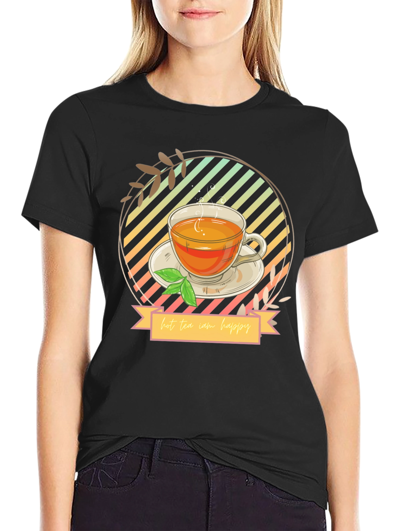 Hot Tea Makes Me Happy Graphic T-Shirt