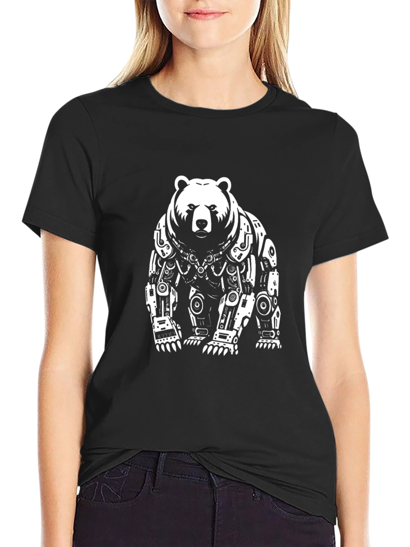 Robotic Bear Graphic Tee - Black