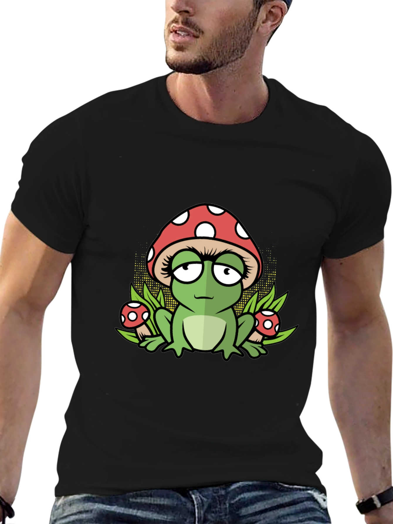 Frog Mushroom Black T-Shirt