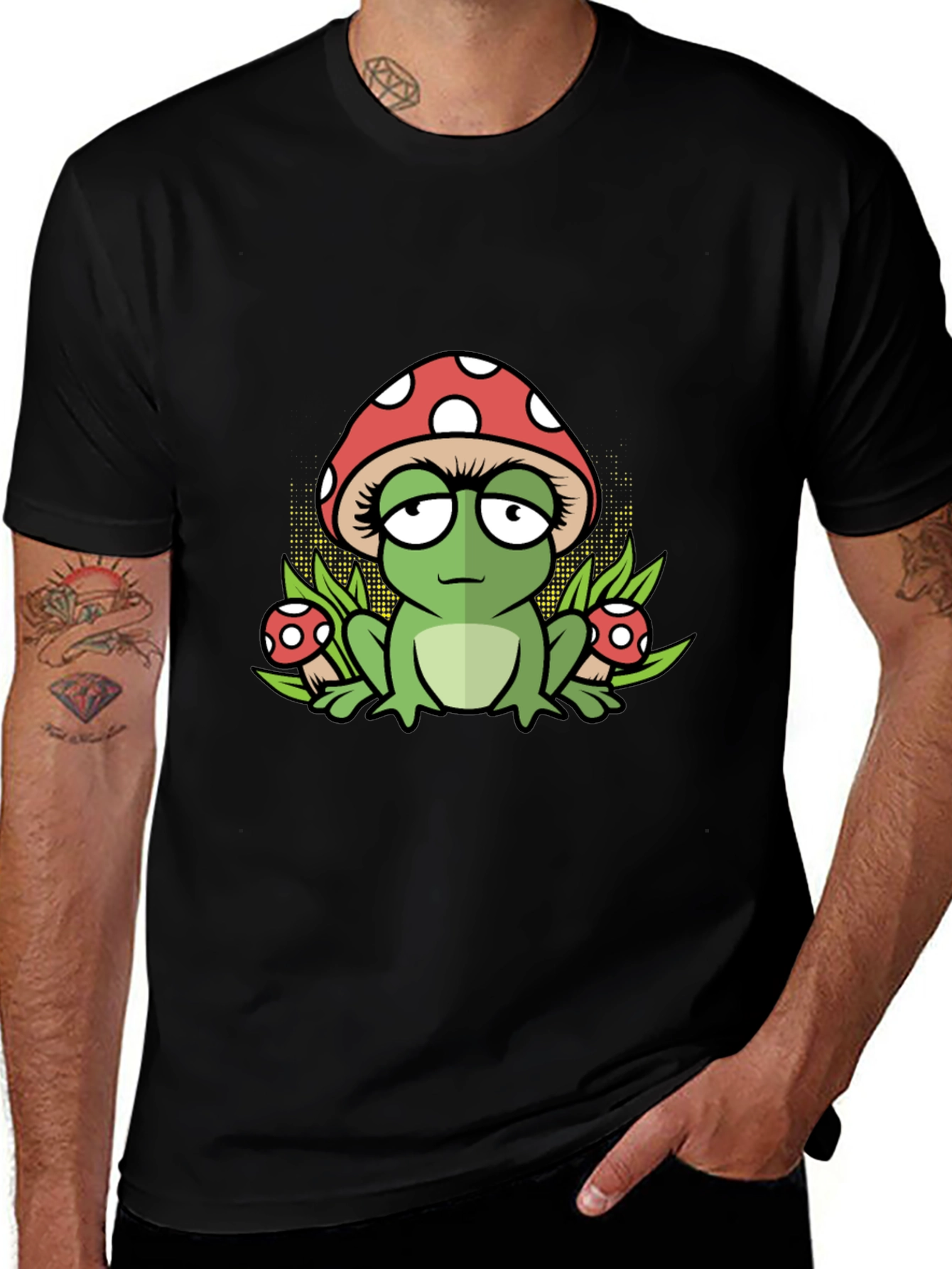 Frog Mushroom Black T-Shirt