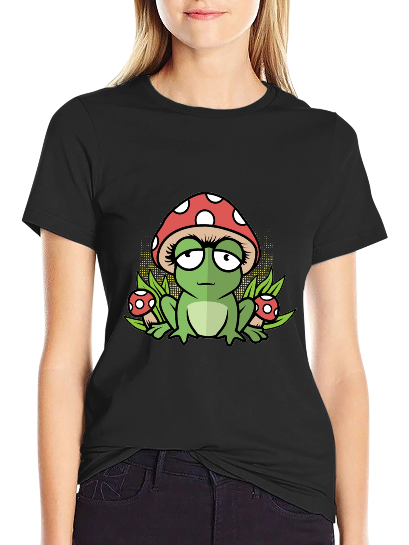 Frog Mushroom Black T-Shirt