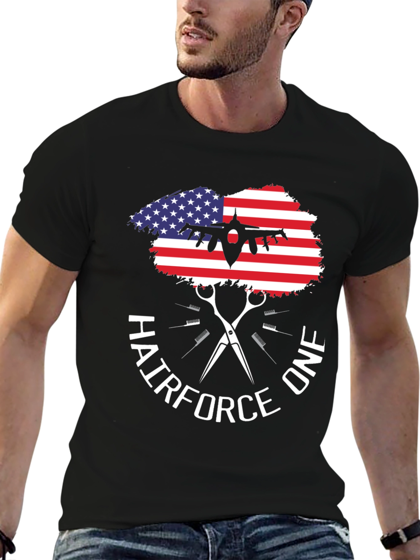 Hairforce One T-Shirt - Barber USA Flag Tee