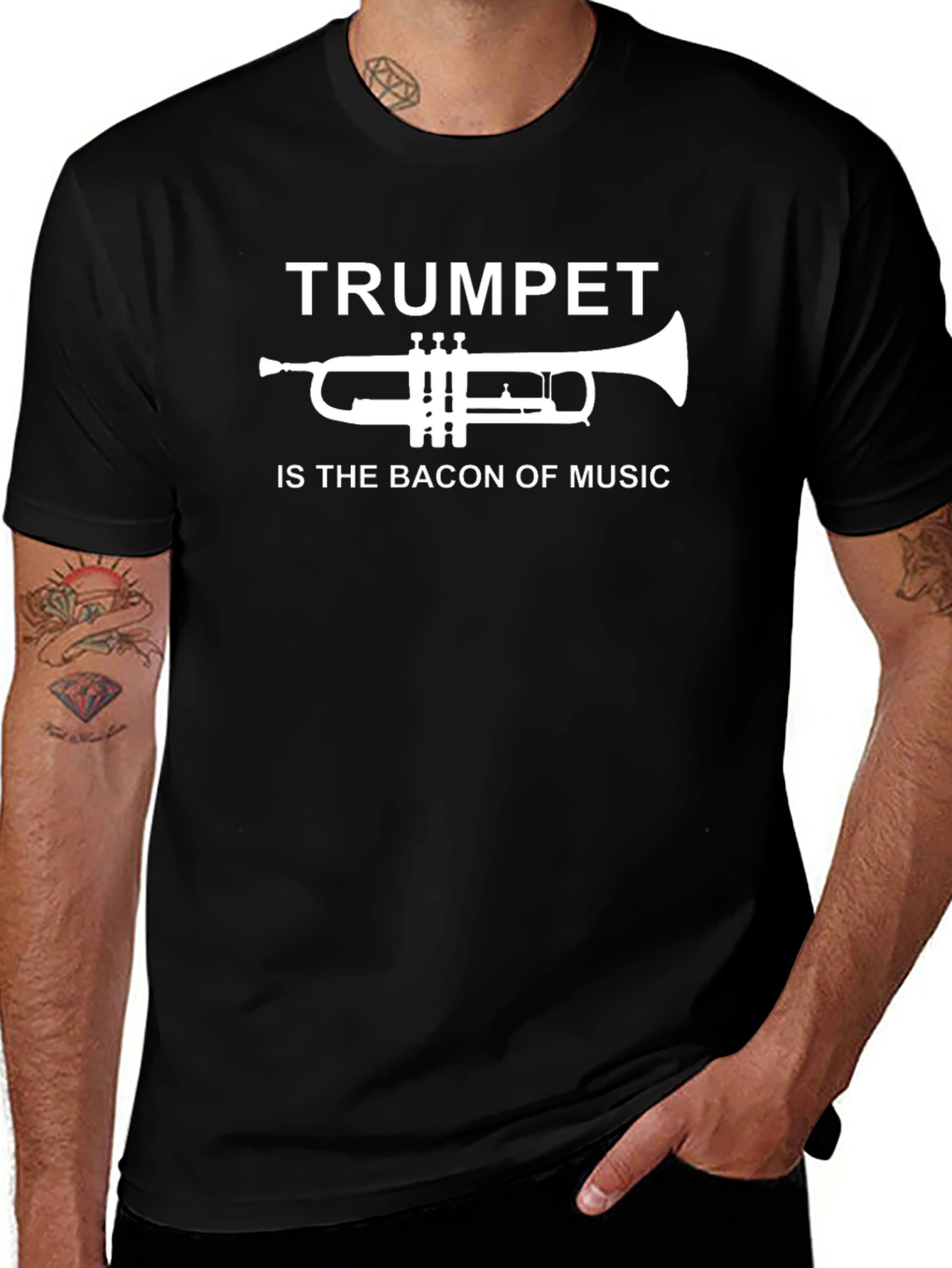 Trumpet Bacon of Music Graphic T-Shirt