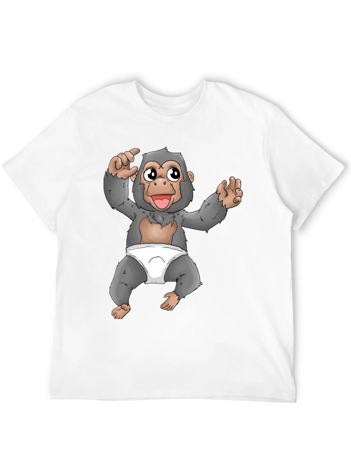 Funny Monkey Cartoon Black T-Shirt
