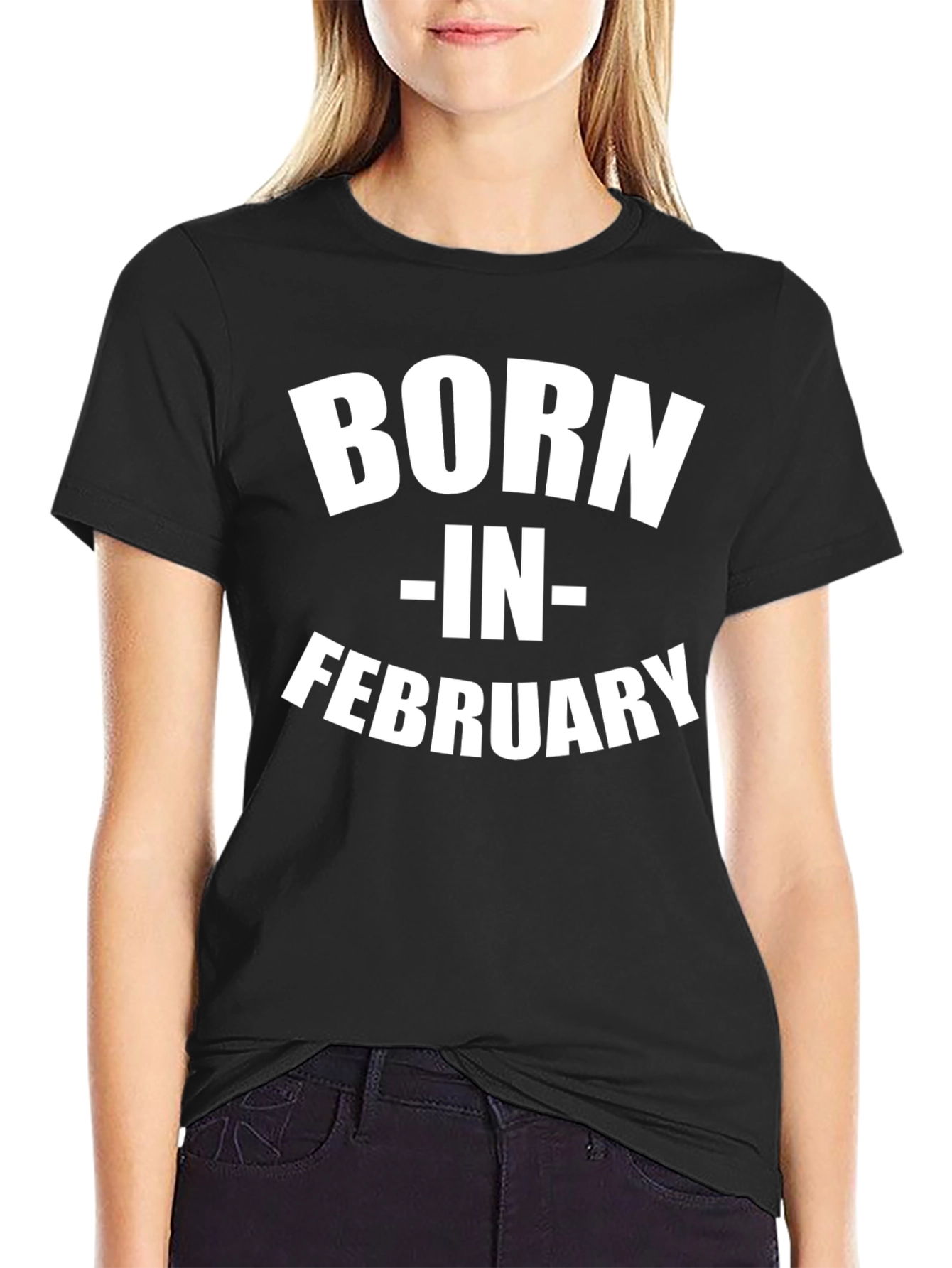 Born in February Black Graphic T-Shirt