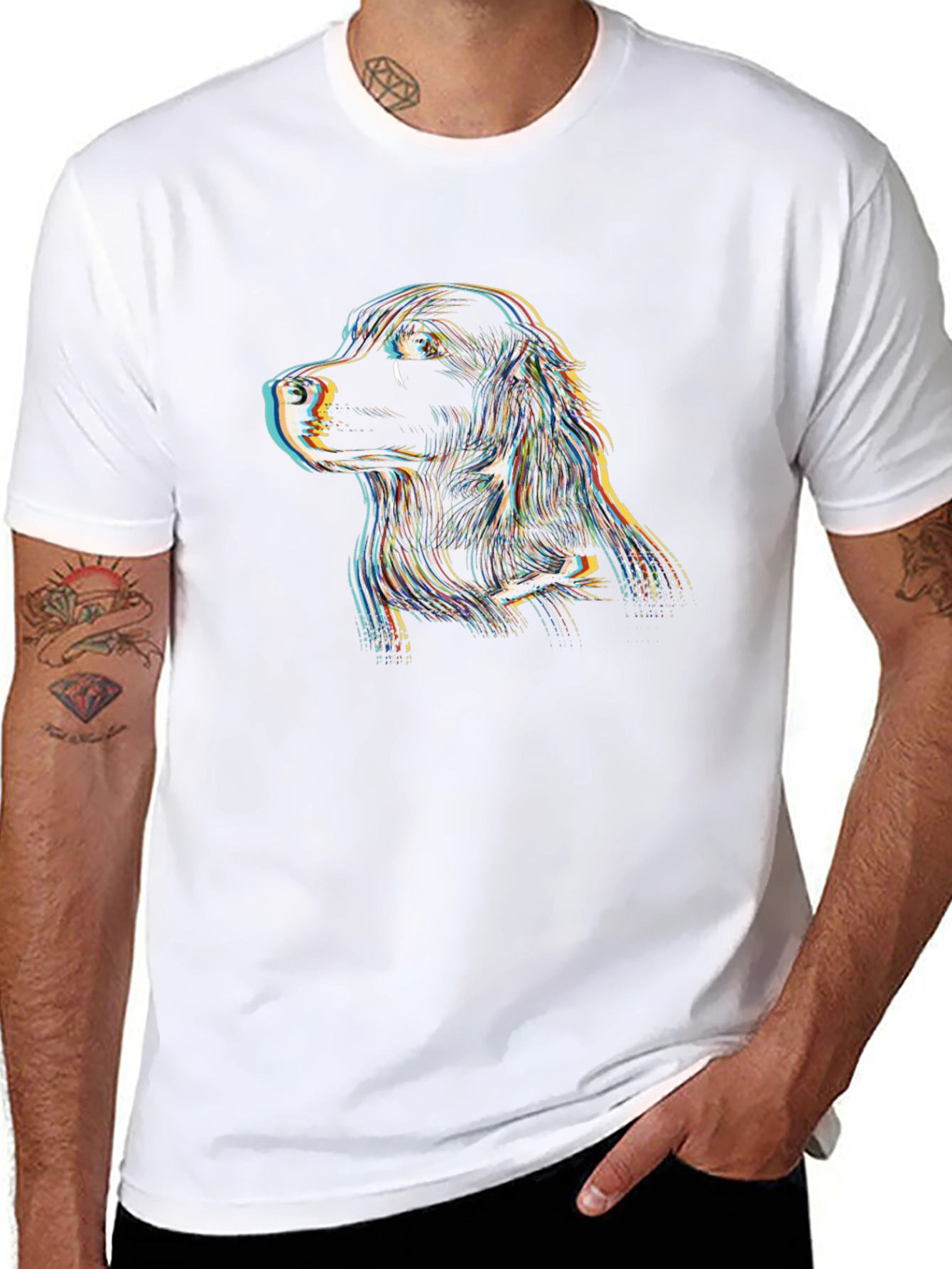 Dog Portrait Graphic Tee - Black