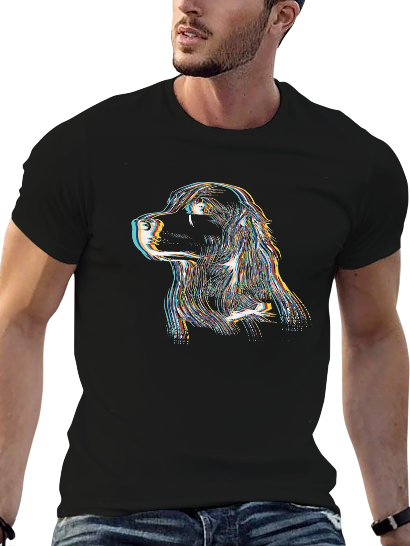 Dog Portrait Graphic Tee - Black