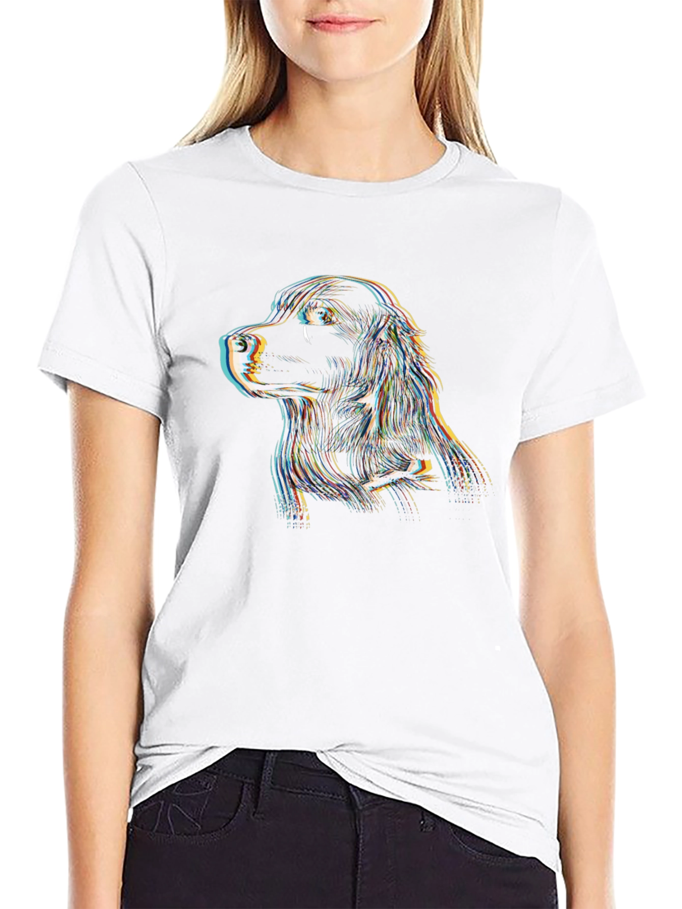 Dog Portrait Graphic Tee - Black