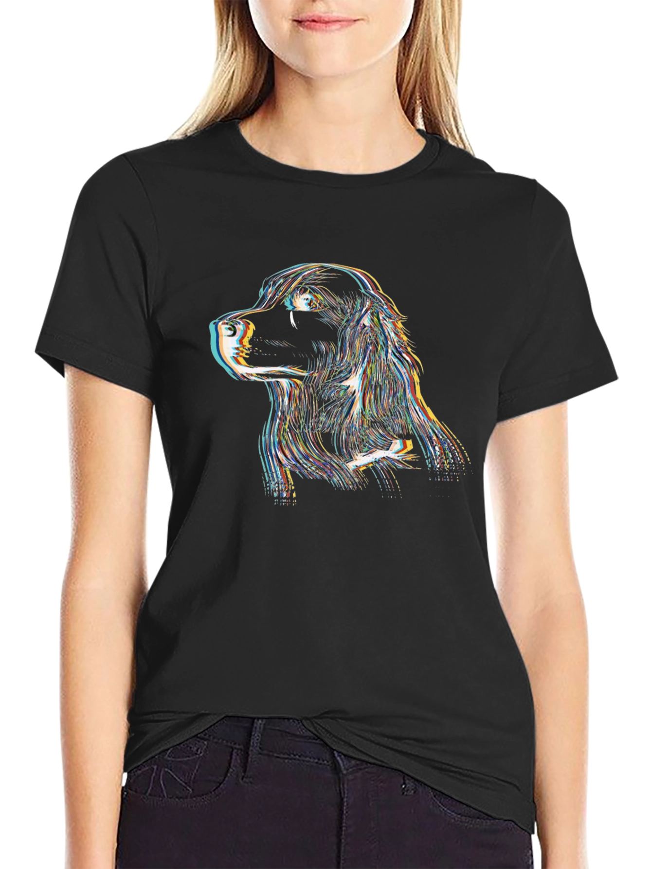 Dog Portrait Graphic Tee - Black