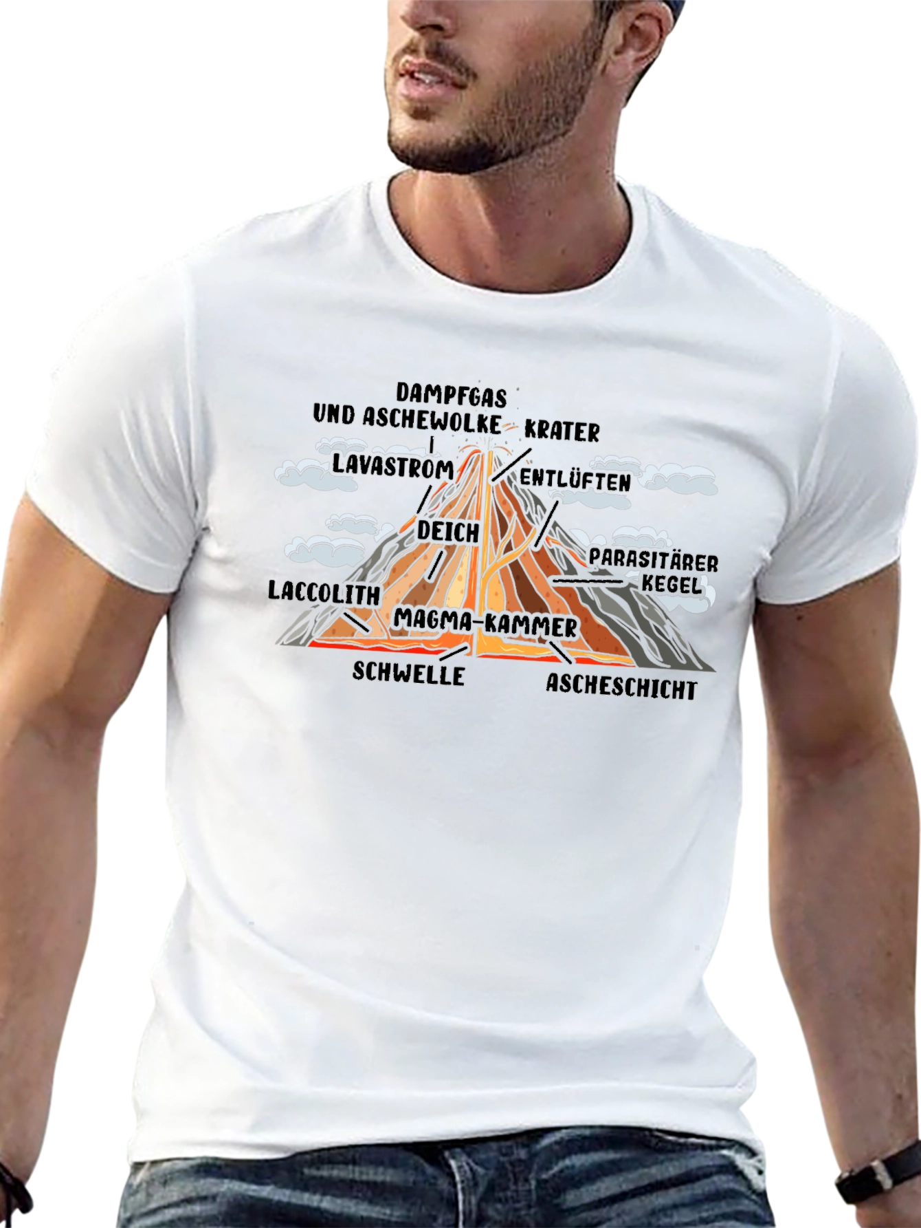 Volcano Anatomy T-Shirt - Educational Diagram