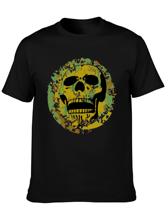 Skull Camo Graphic Print T-Shirt