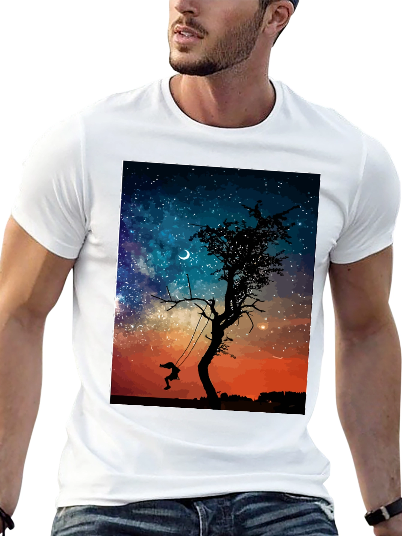 Dreamy Night Tree Swing Graphic Tee