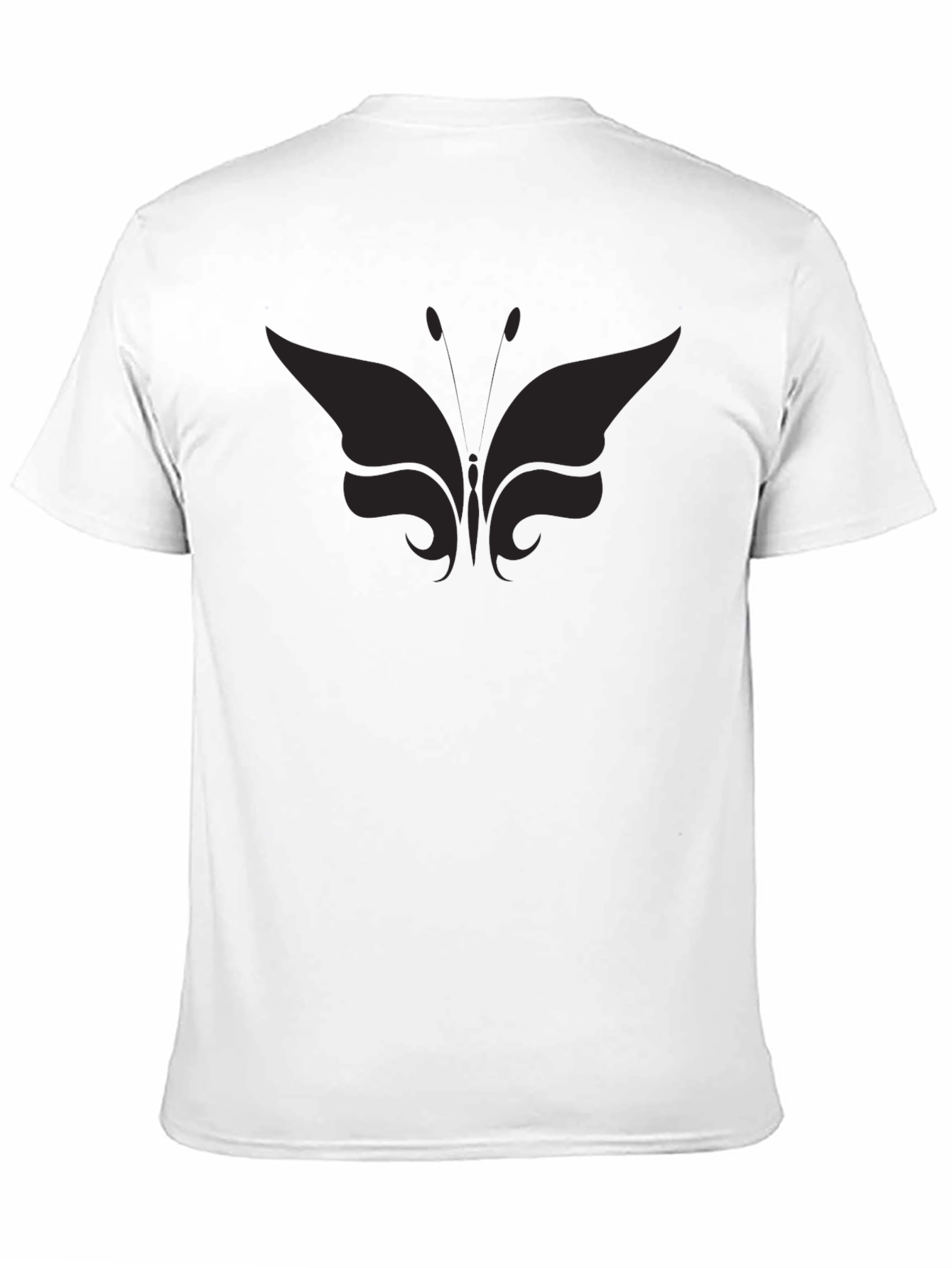 Mens Black Butterfly Graphic T-Shirt Casual Crew Neck