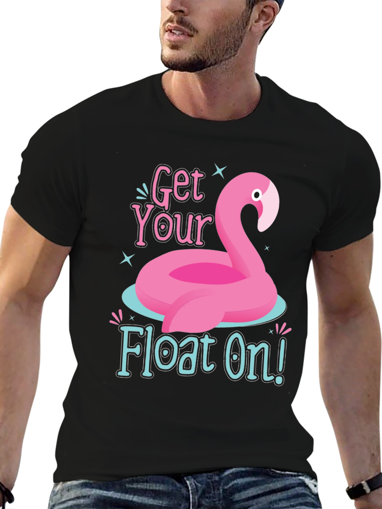 Funny Flamingo Float On Graphic T-Shirt