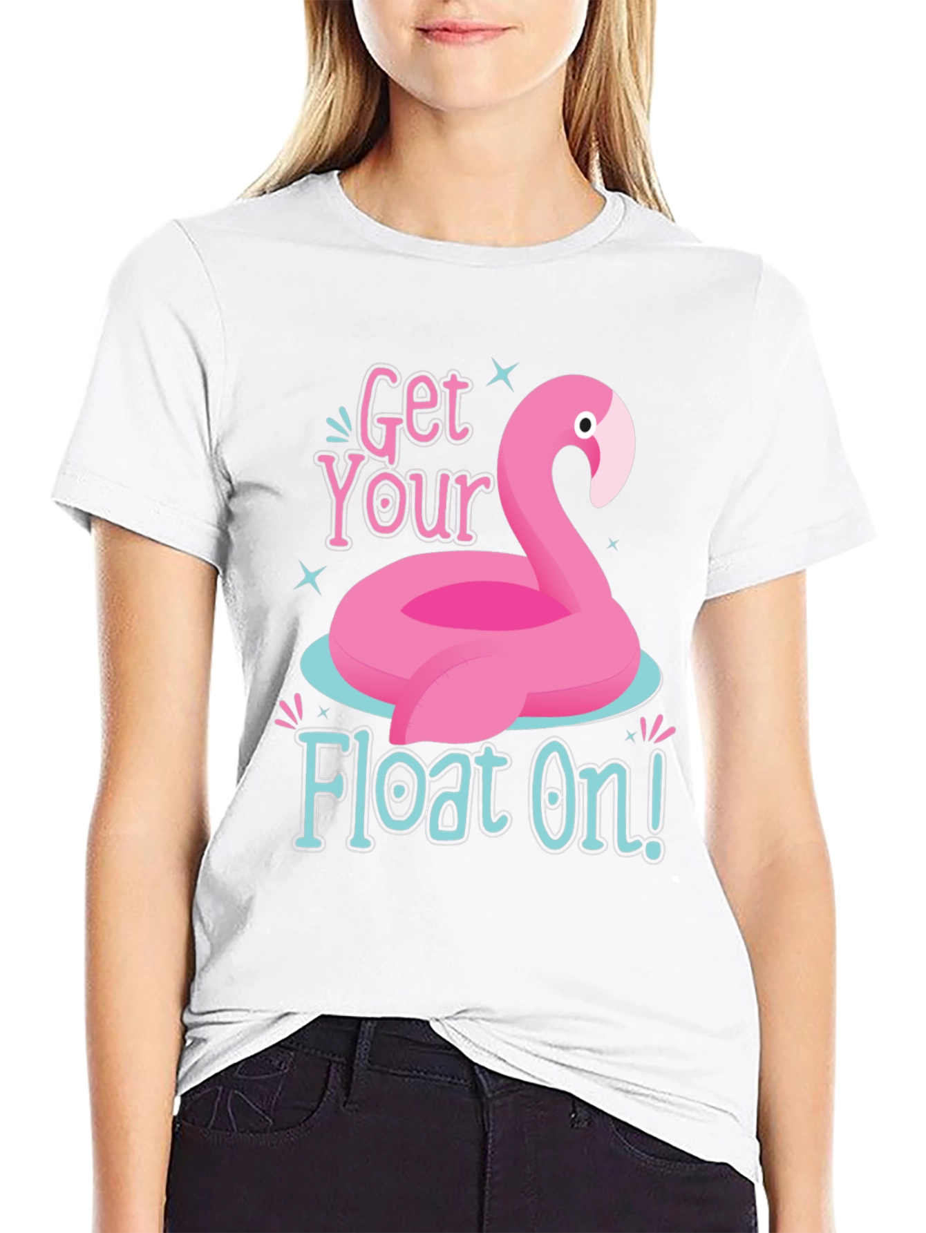 Funny Flamingo Float On Graphic T-Shirt