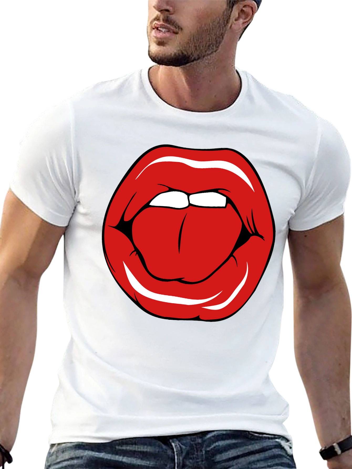 Bold Lip Graphic T-Shirt - Edgy Casual Wear