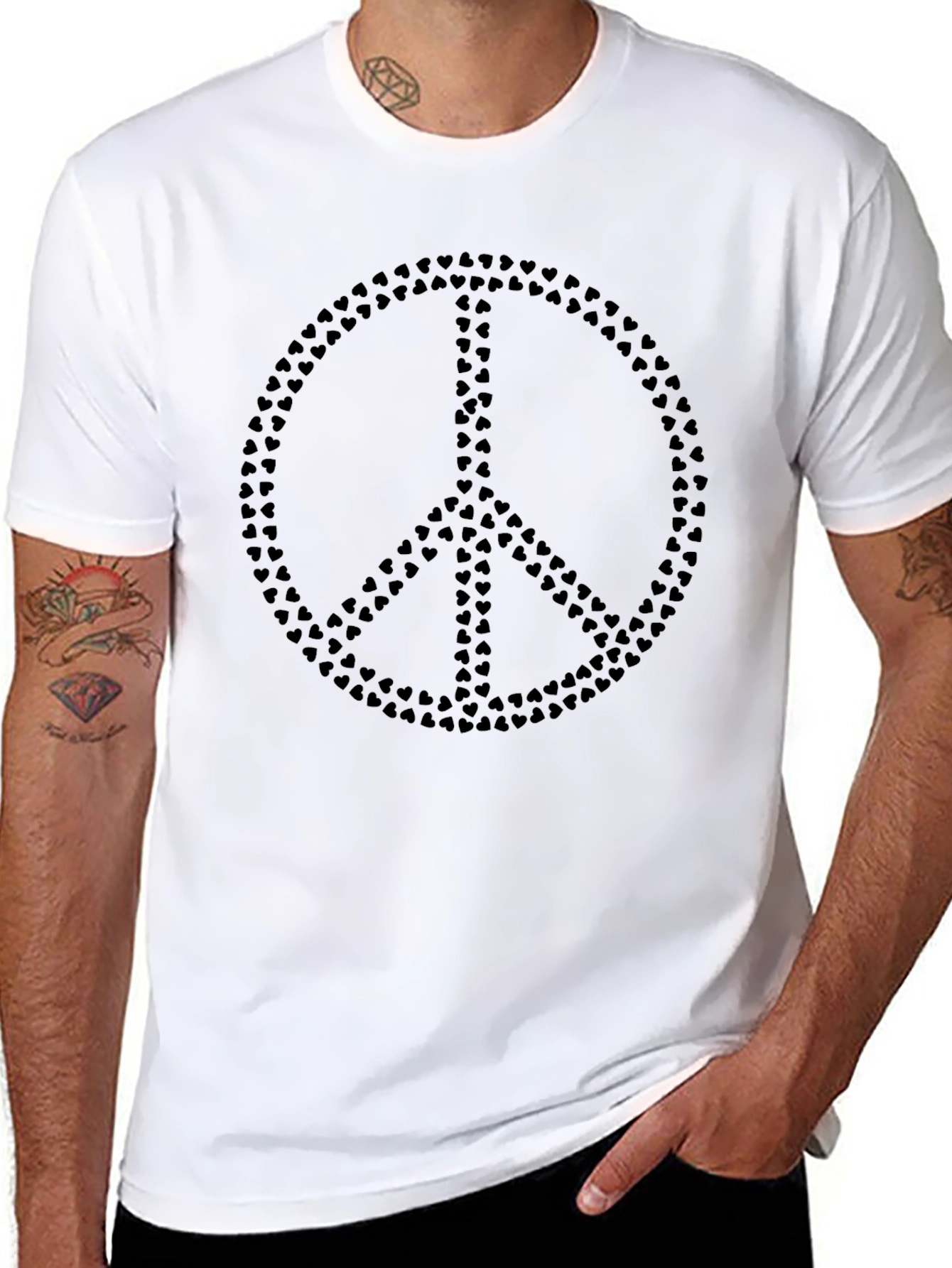 Heart Peace Sign Black T-Shirt