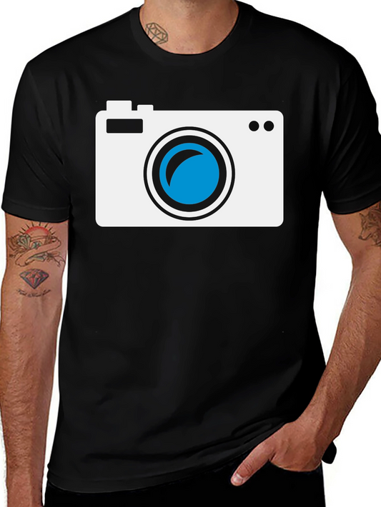 Camera Graphic Tee - Black Cotton T-Shirt