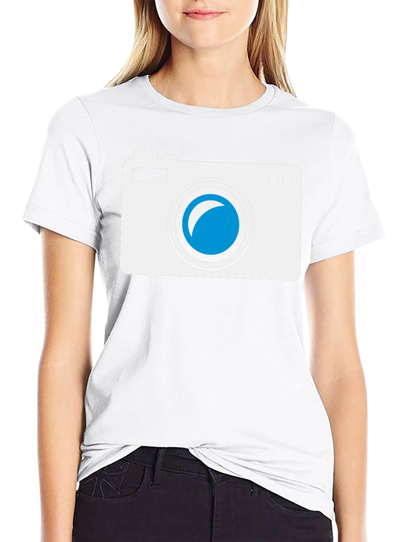 Camera Graphic Tee - Black Cotton T-Shirt