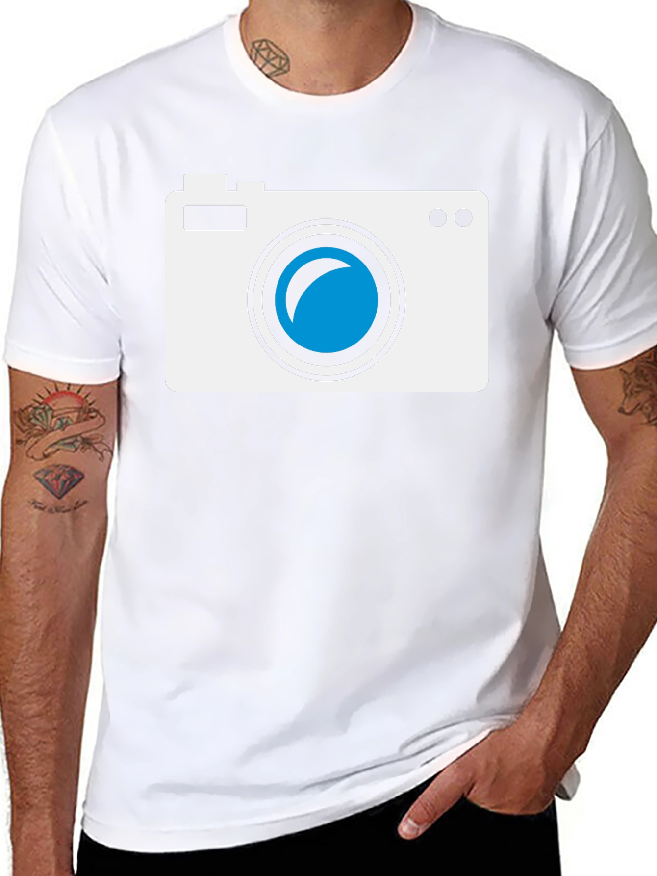 Camera Graphic Tee - Black Cotton T-Shirt