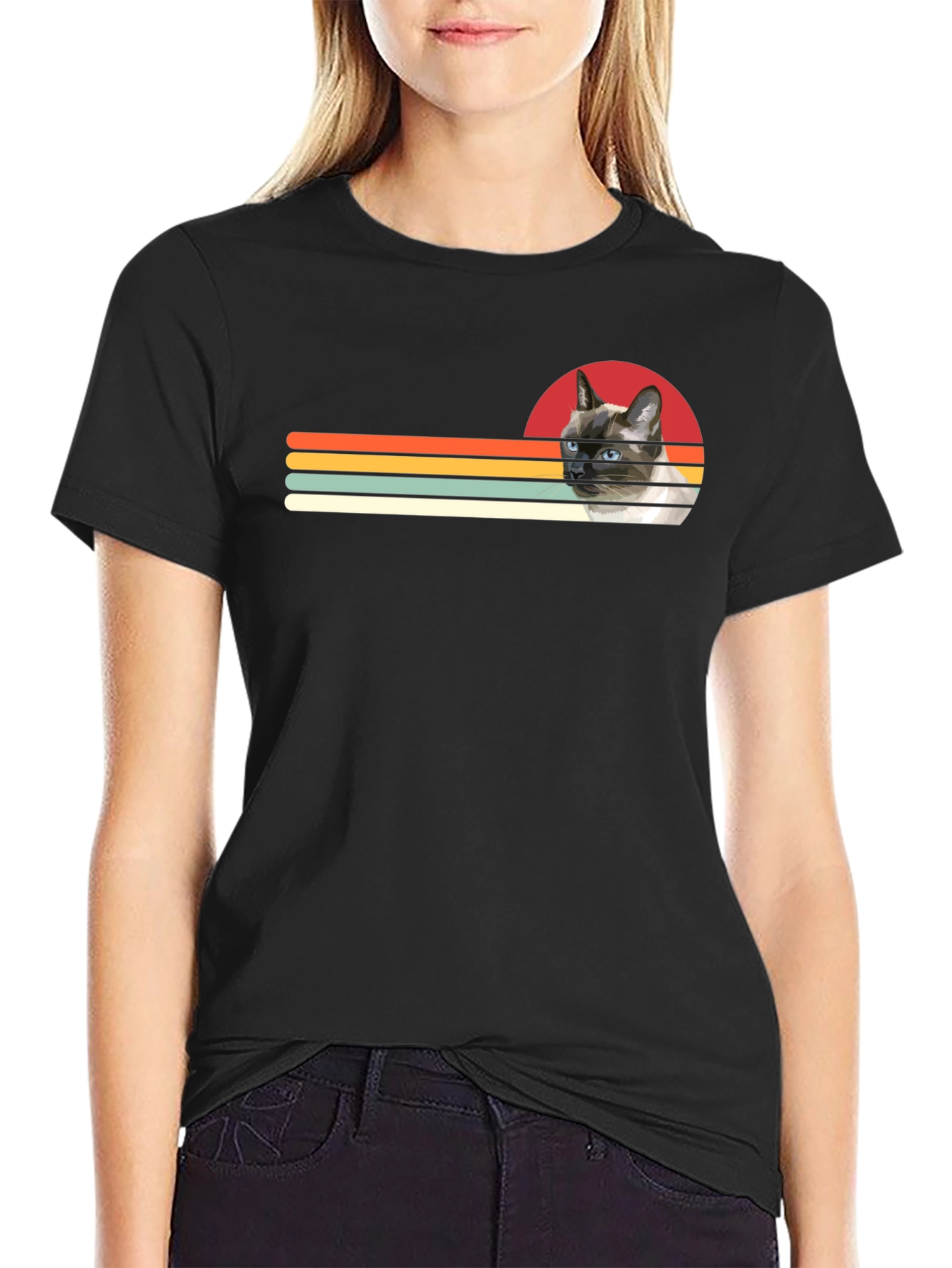 Retro Siamese Cat T-Shirt - Cool Graphic Tee