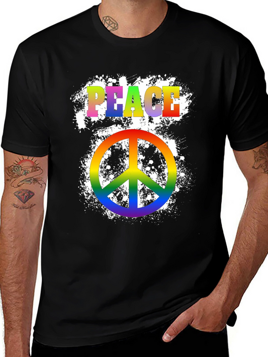 Peace Sign T-Shirt Rainbow Pride Hippie Graphic Tee