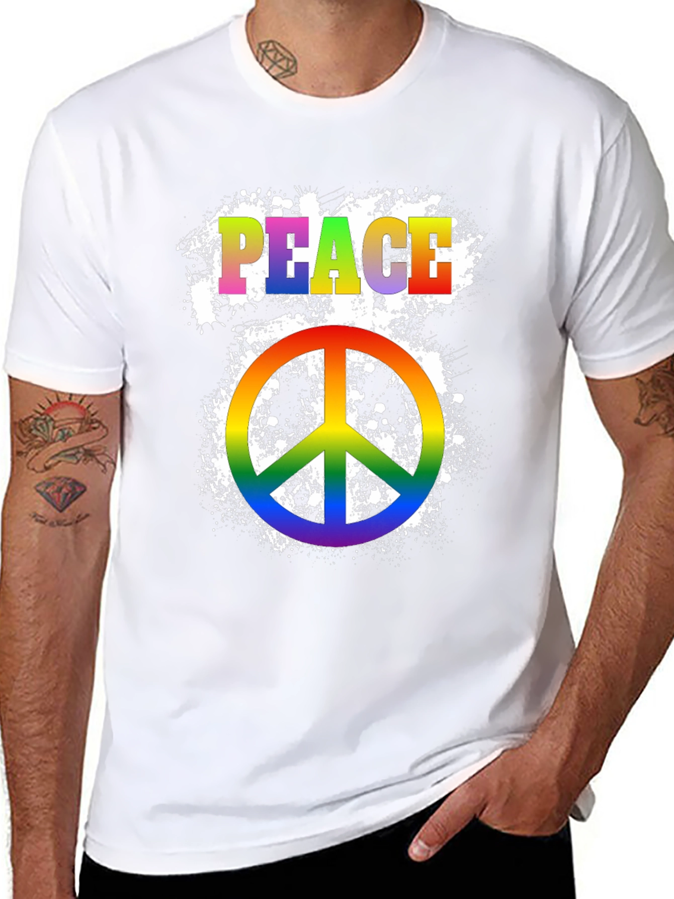 Peace Sign T-Shirt Rainbow Pride Hippie Graphic Tee