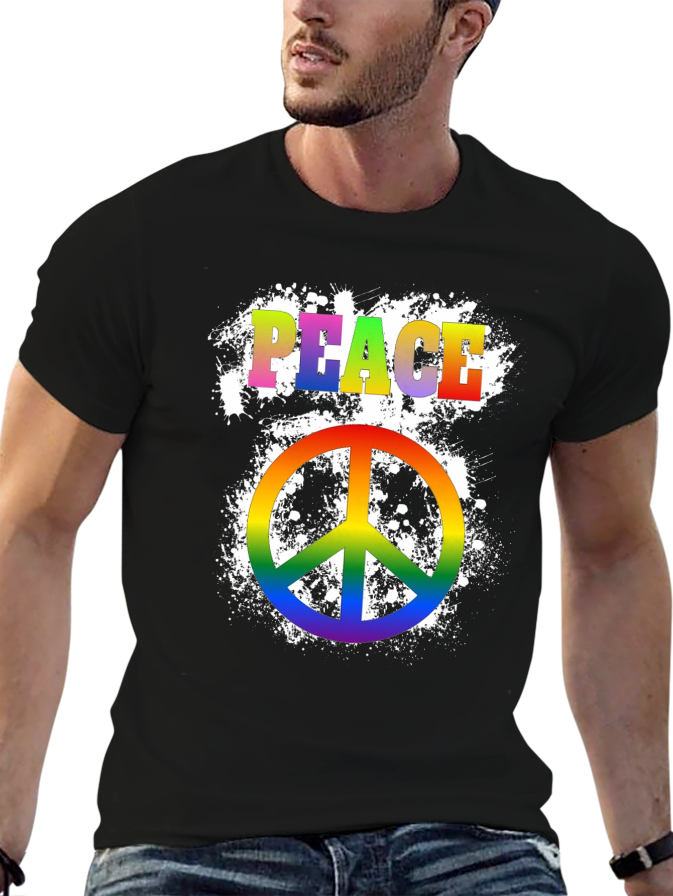 Peace Sign T-Shirt Rainbow Pride Hippie Graphic Tee