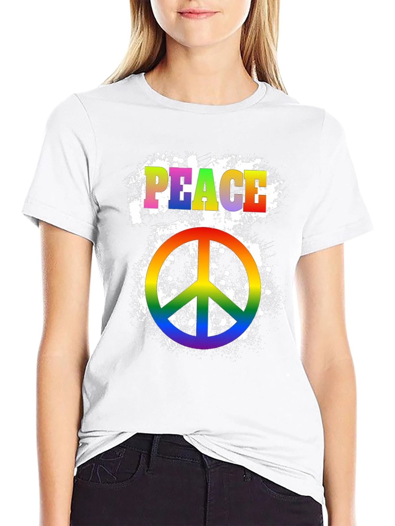 Peace Sign T-Shirt Rainbow Pride Hippie Graphic Tee