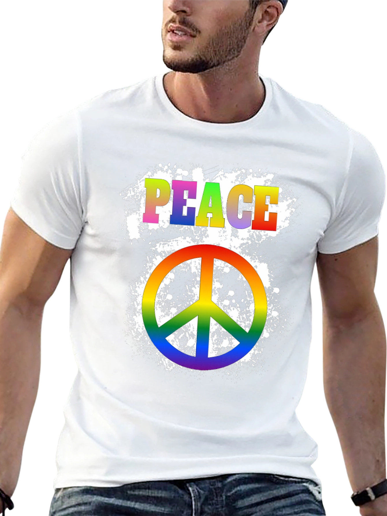 Peace Sign T-Shirt Rainbow Pride Hippie Graphic Tee