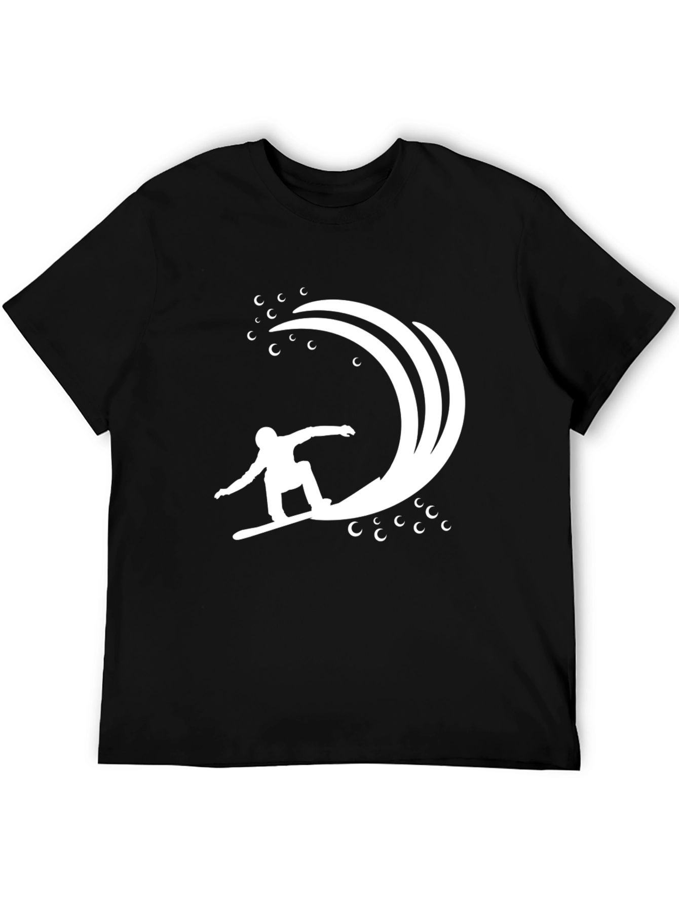 Snowboarder Wave Graphic Tee - Black Cotton Comfort