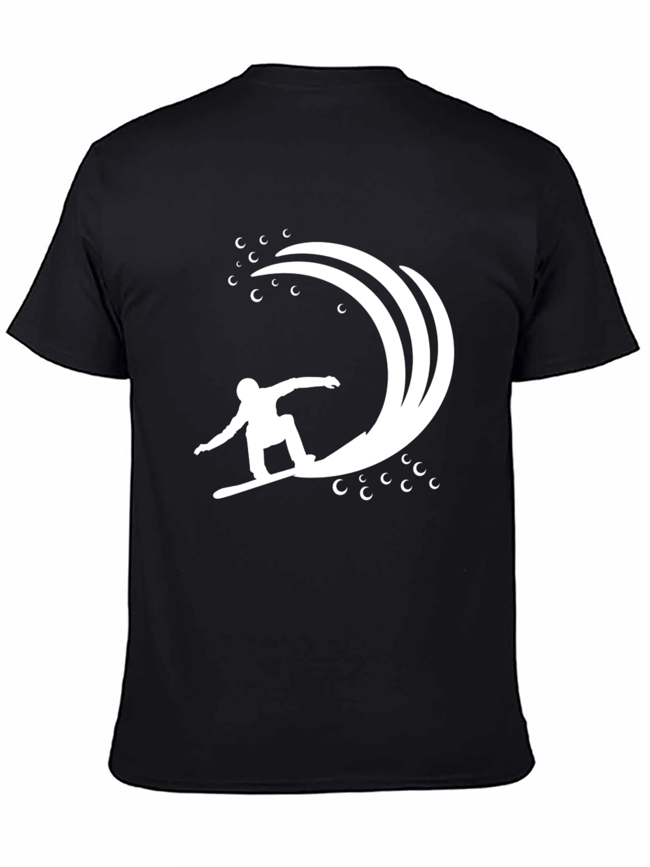 Snowboarder Wave Graphic Tee - Black Cotton Comfort