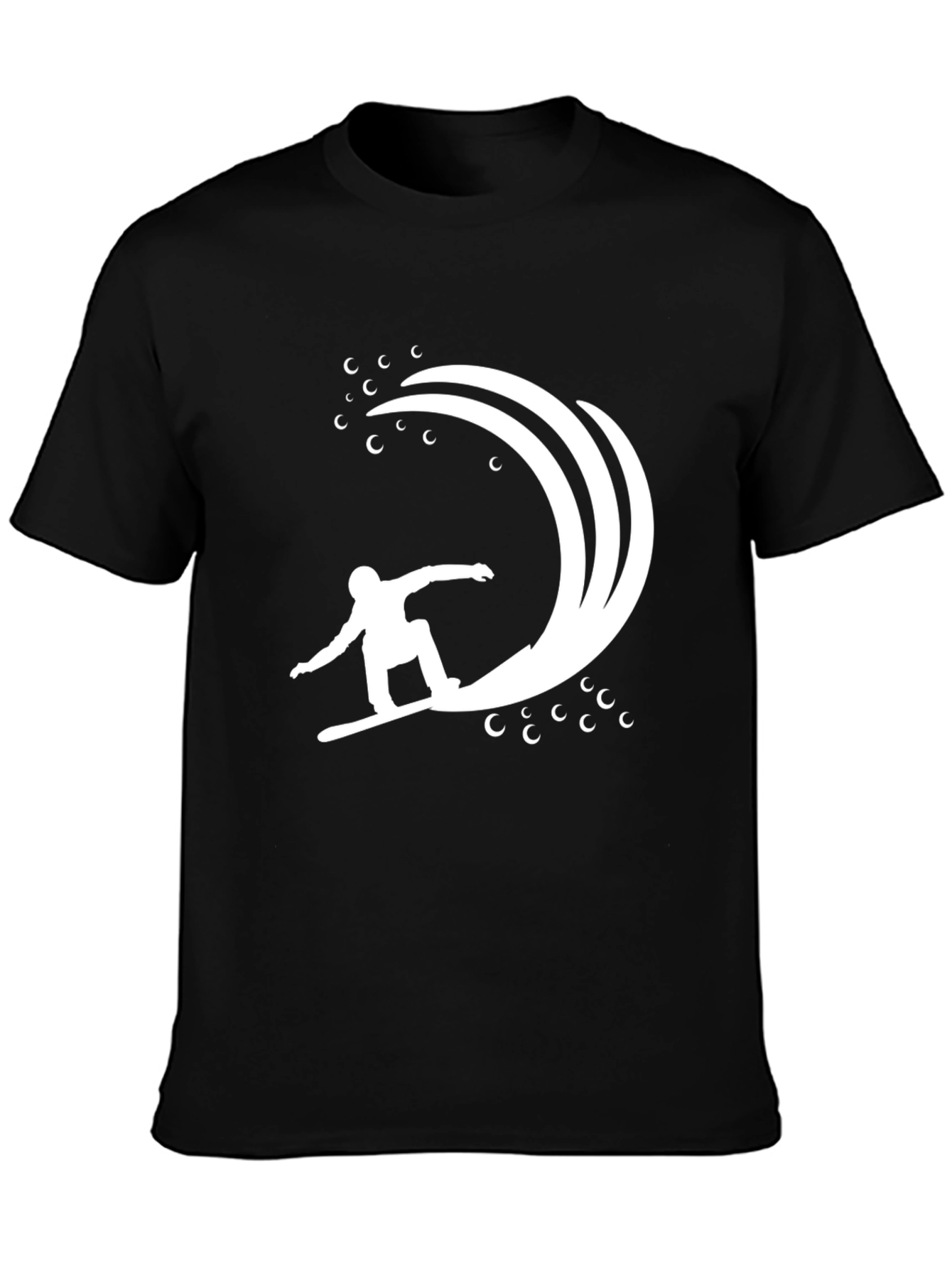 Snowboarder Wave Graphic Tee - Black Cotton Comfort
