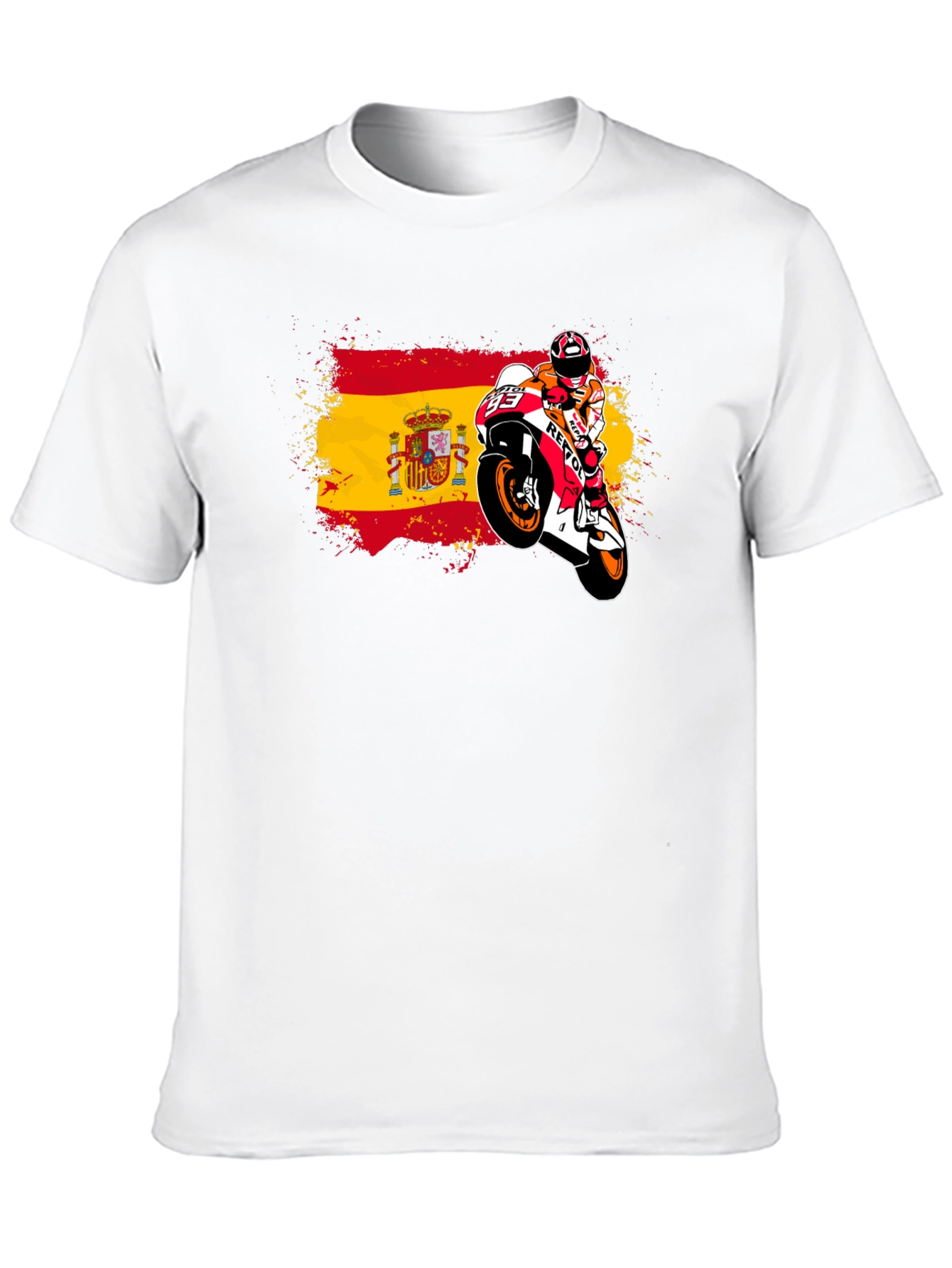 Spain Flag Motorcycle Graphic T-Shirt