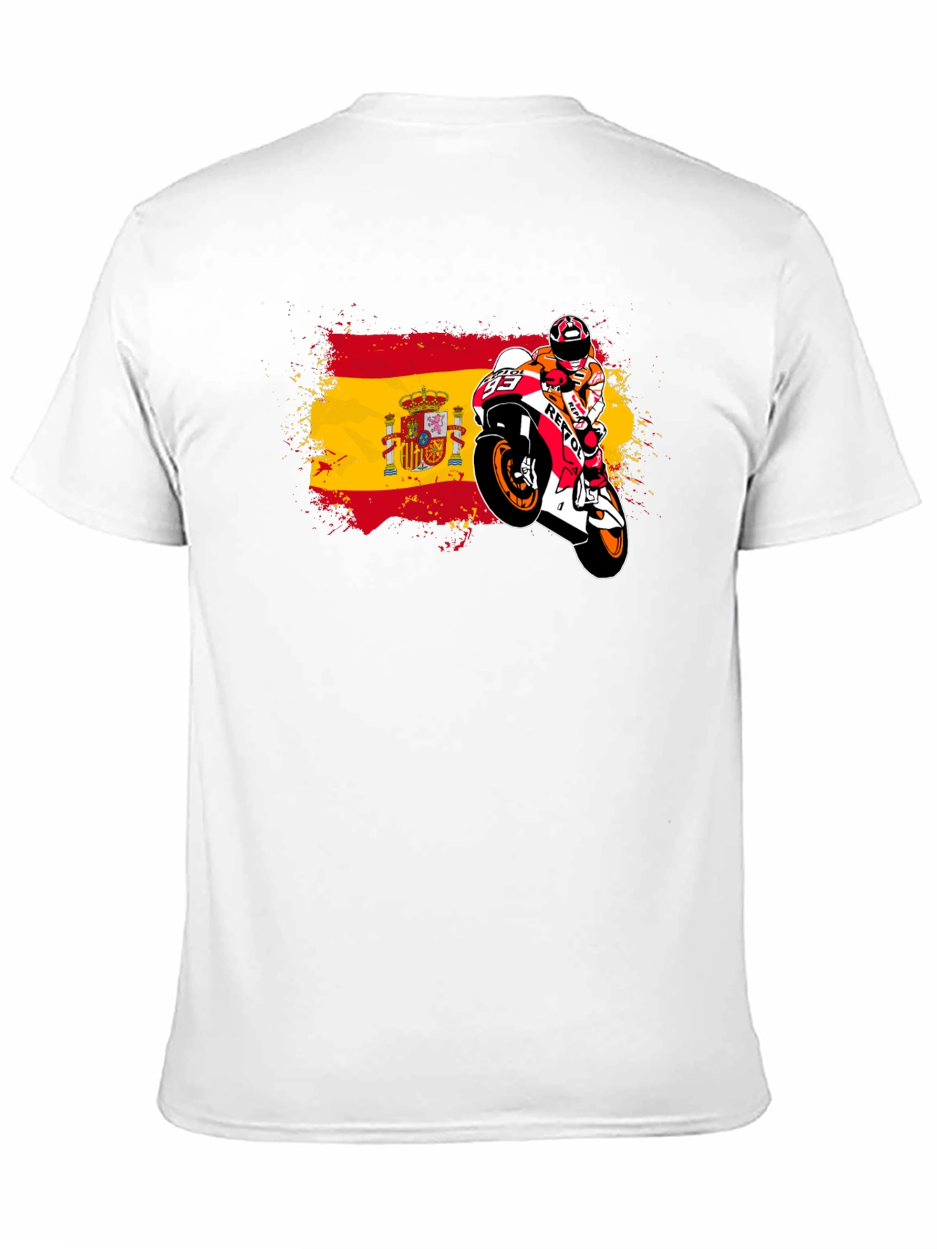 Spain Flag Motorcycle Graphic T-Shirt
