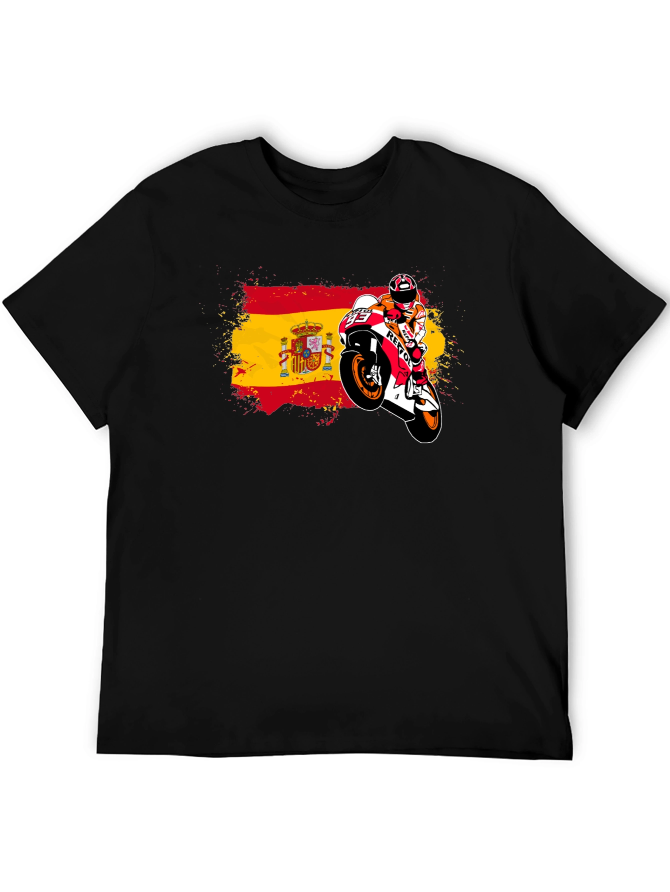 Spain Flag Motorcycle Graphic T-Shirt
