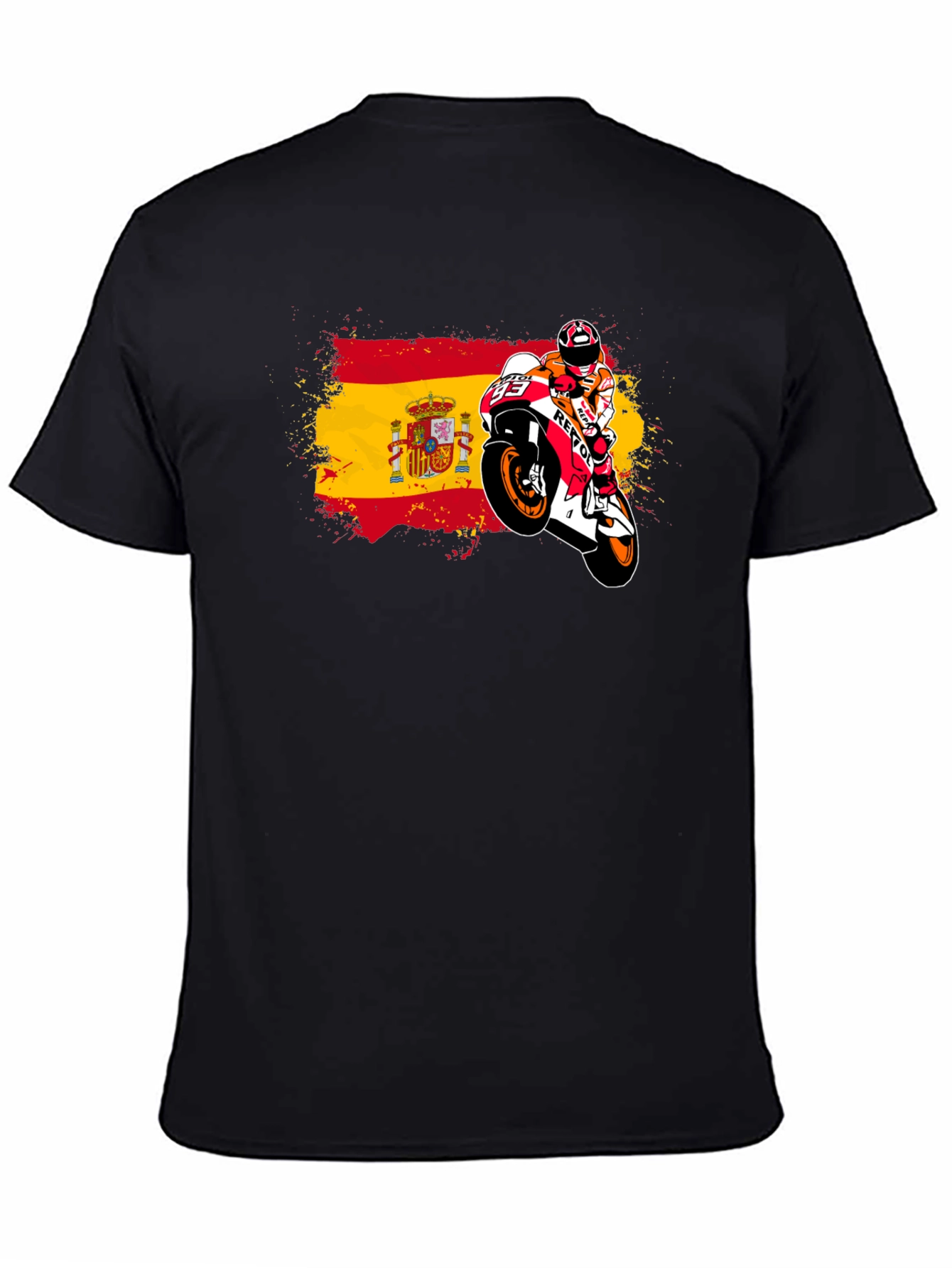 Spain Flag Motorcycle Graphic T-Shirt