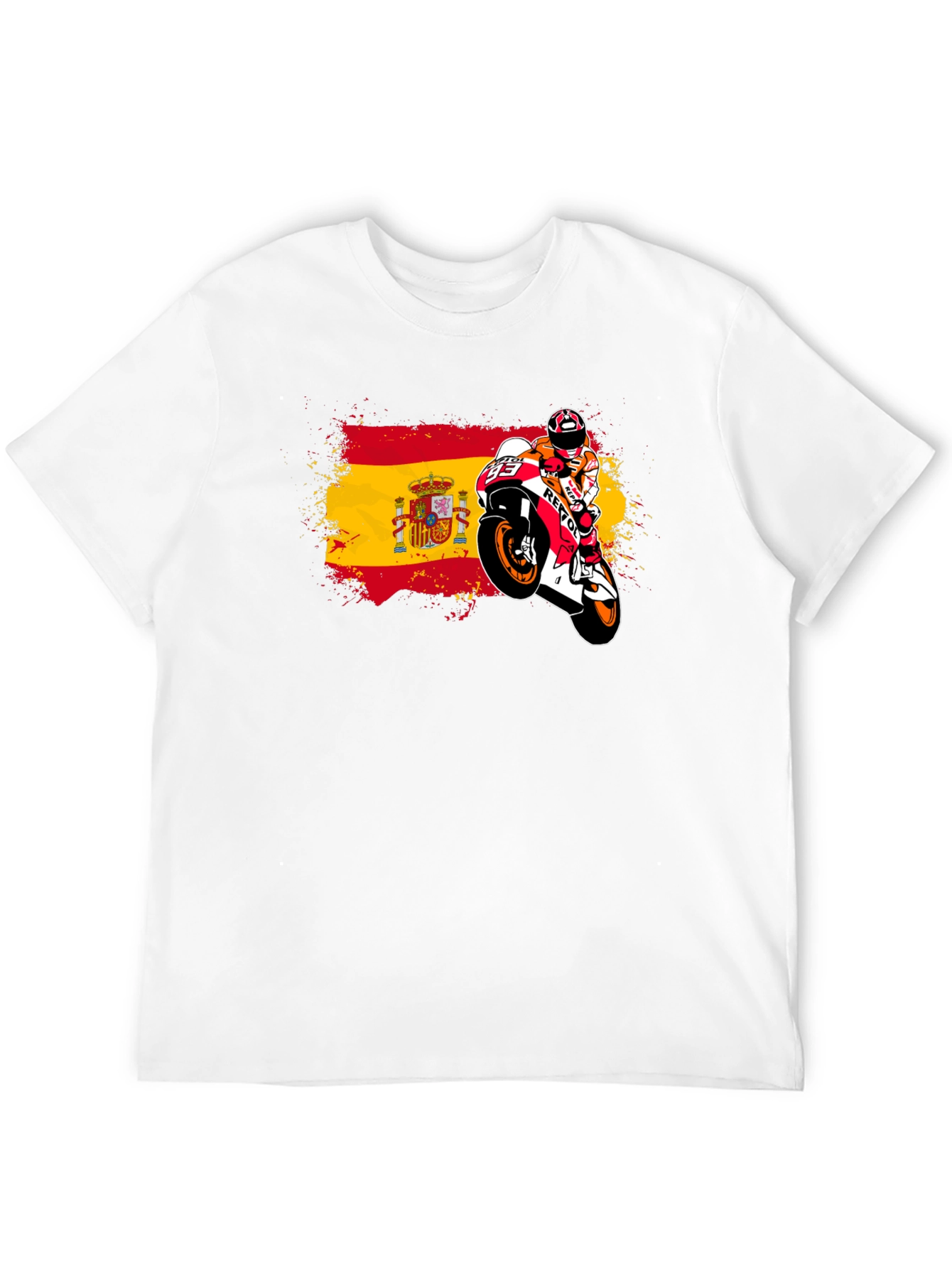 Spain Flag Motorcycle Graphic T-Shirt