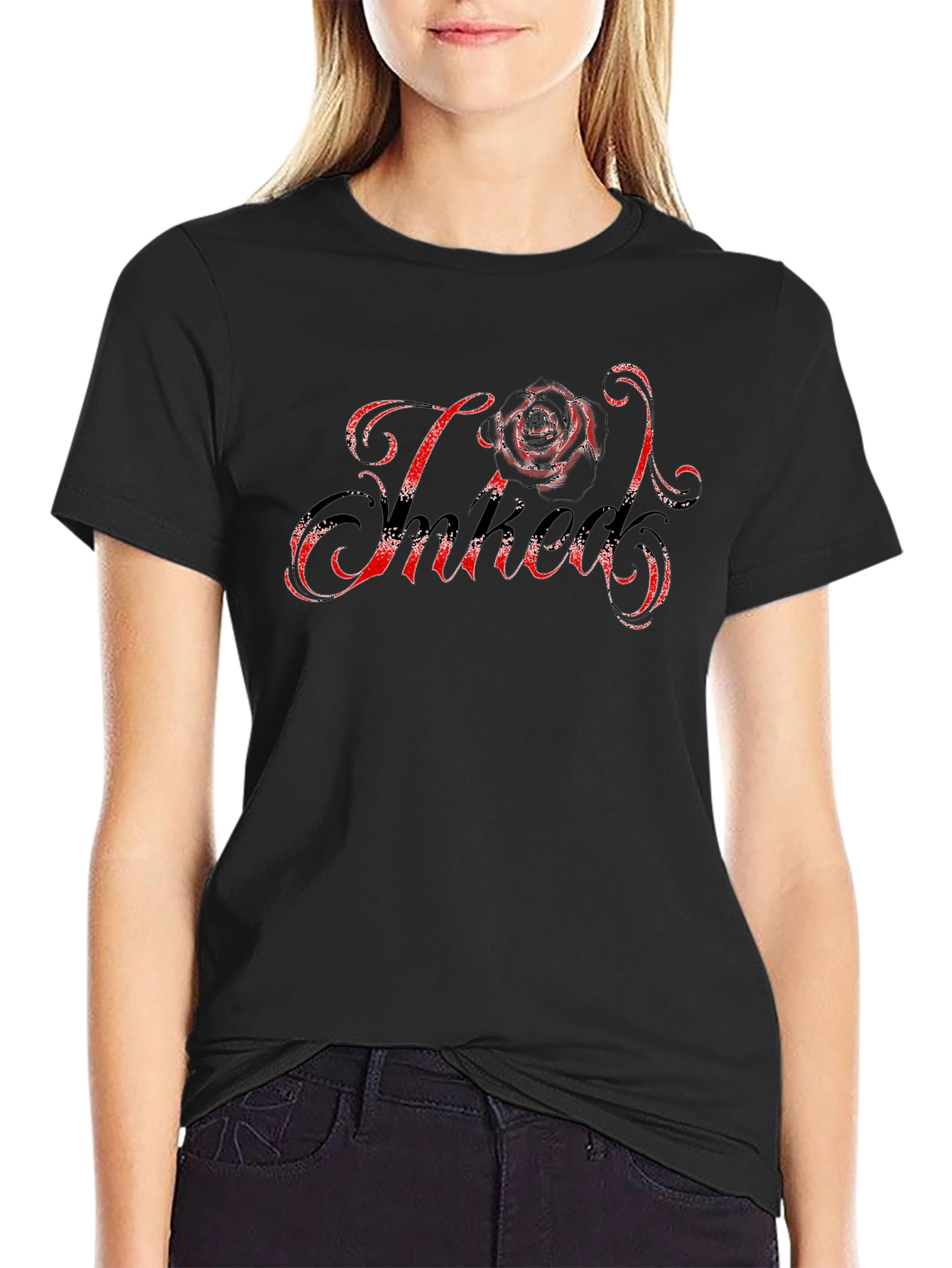 Rose Inked Black T-Shirt