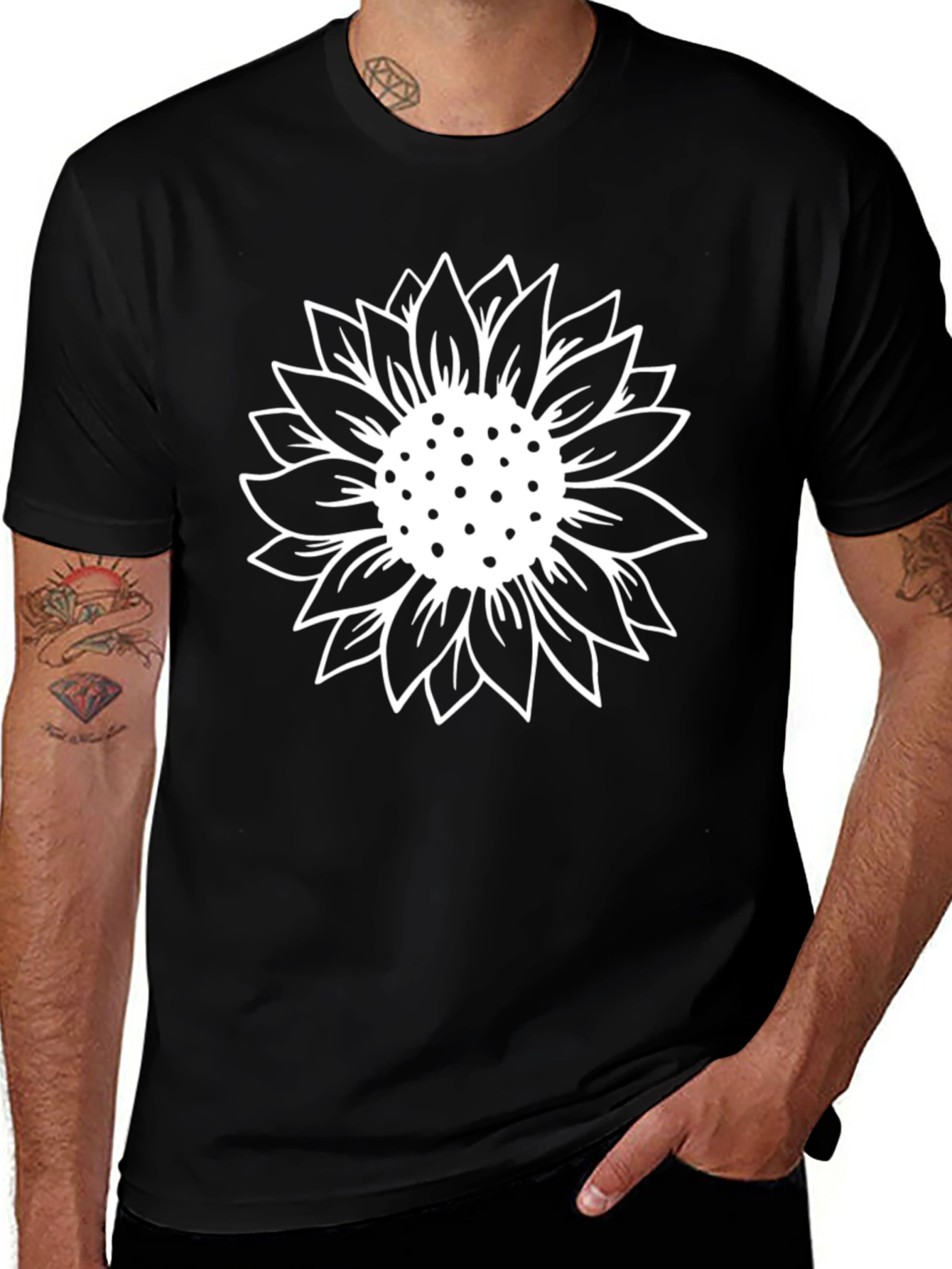 Sunflower Graphic Tee - Black Cotton Blend