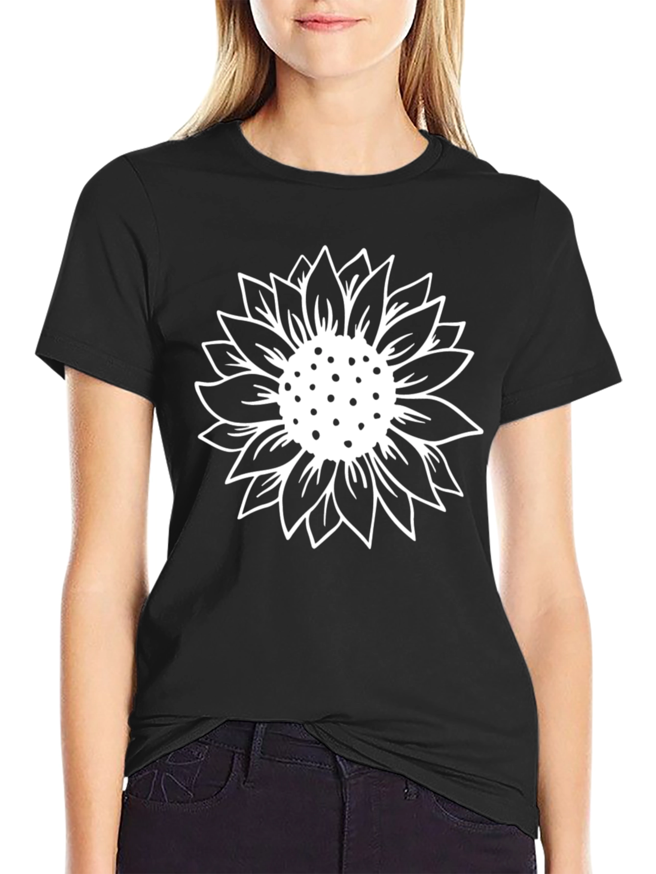 Sunflower Graphic Tee - Black Cotton Blend