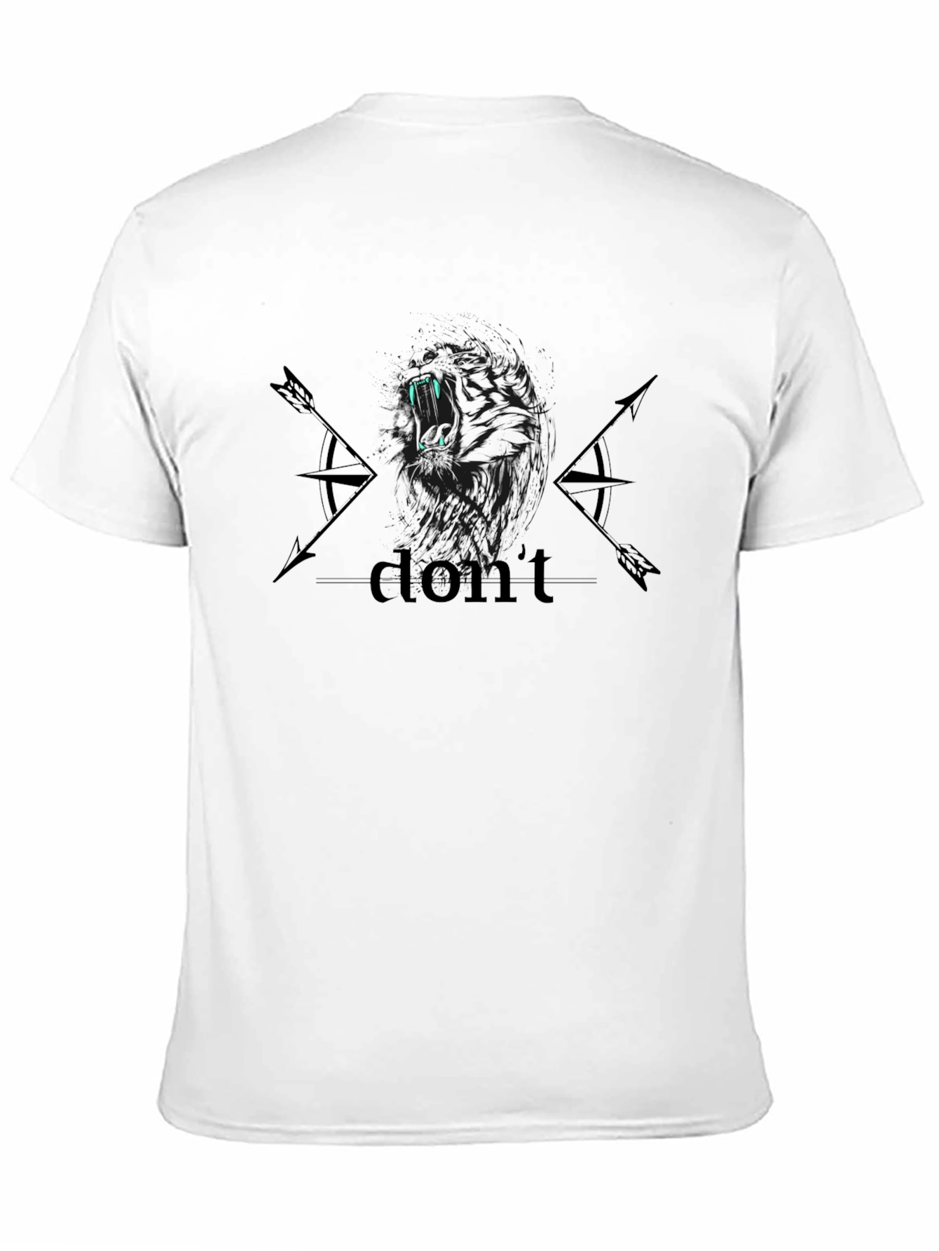 Black Graphic Tee - Roaring Lion & Arrow Design
