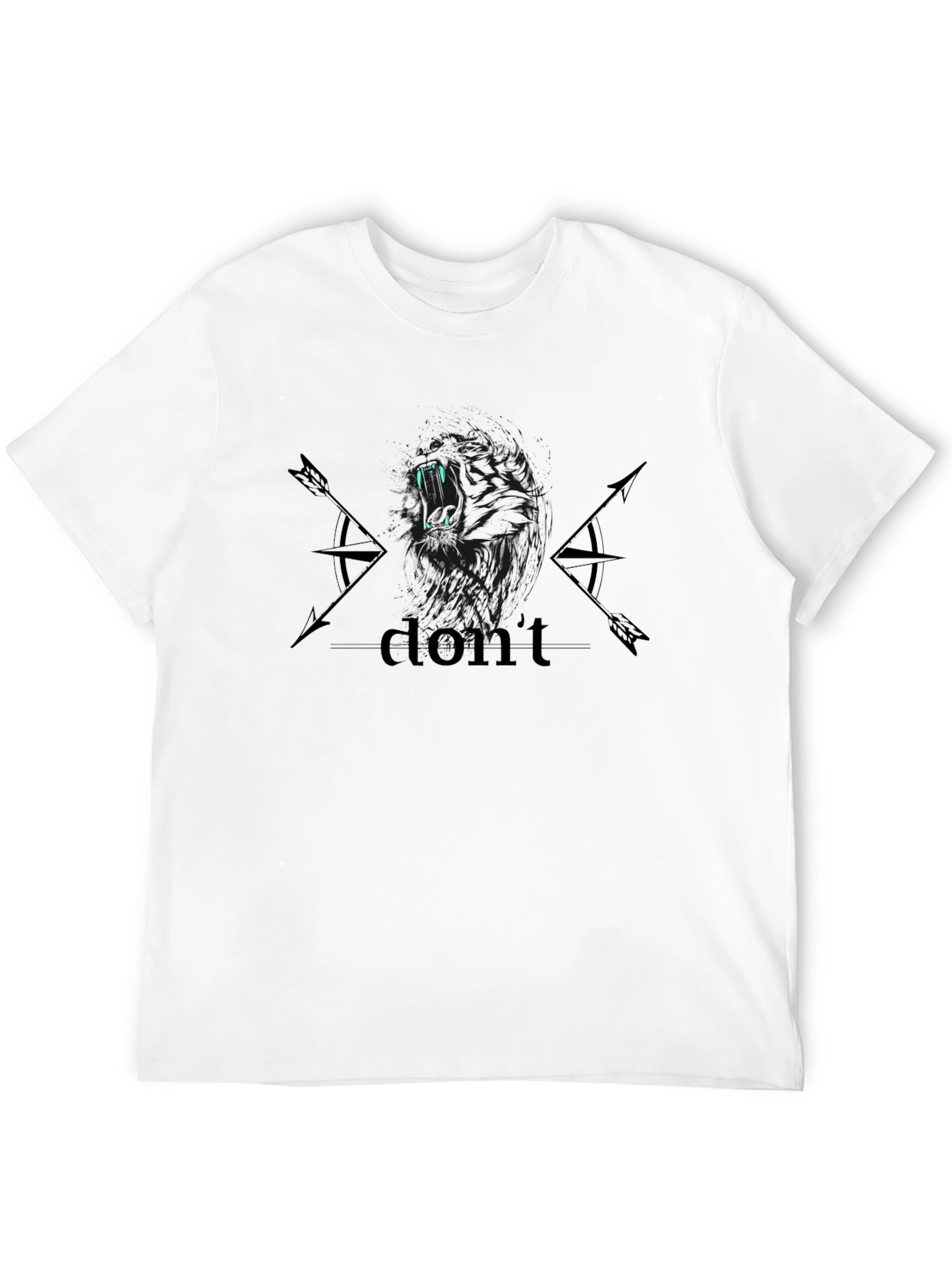 Black Graphic Tee - Roaring Lion & Arrow Design
