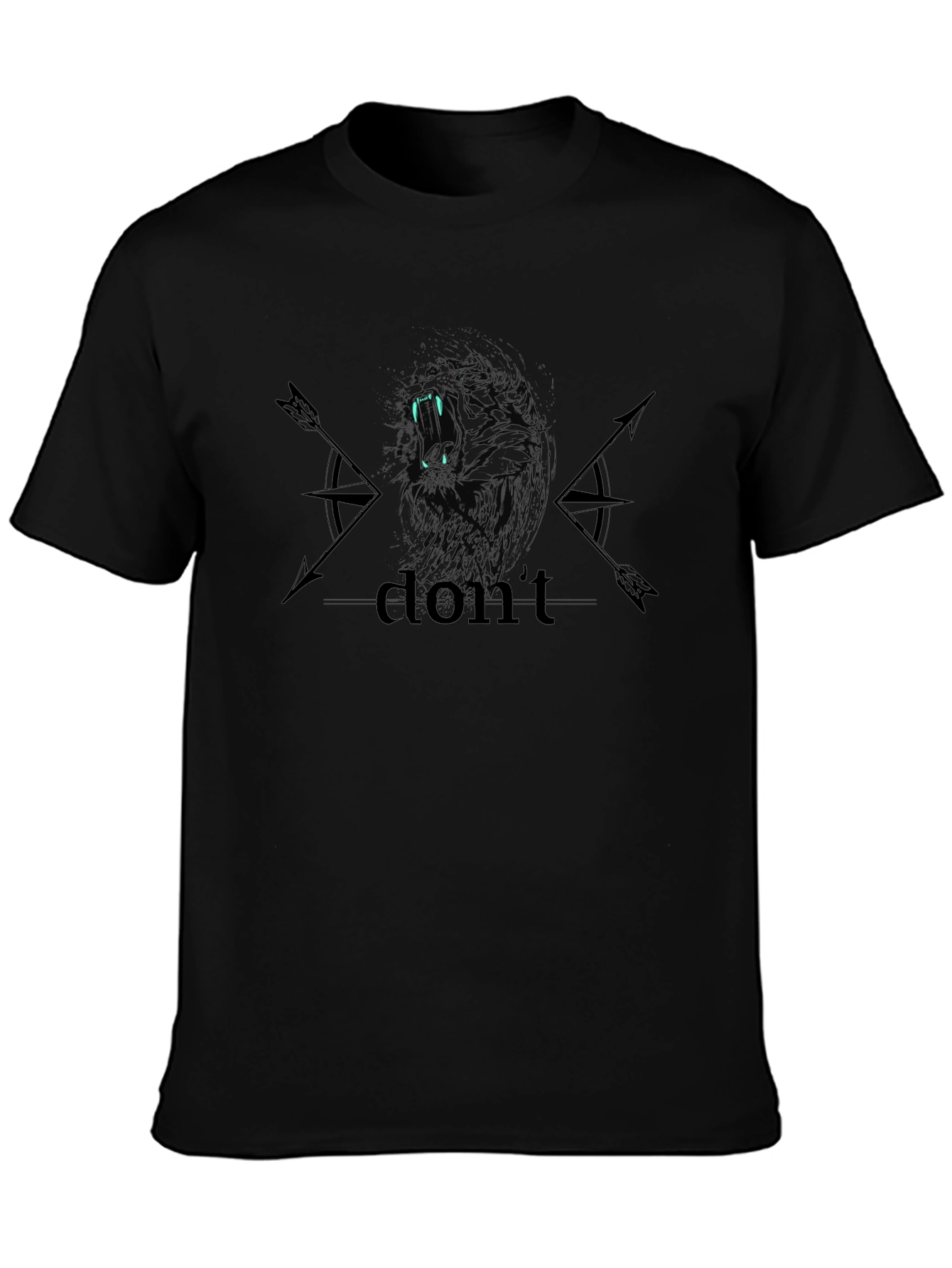 Black Graphic Tee - Roaring Lion & Arrow Design