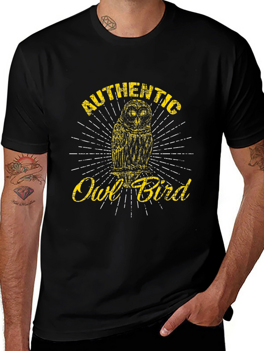Authentic Owl Bird Graphic Tee - Black